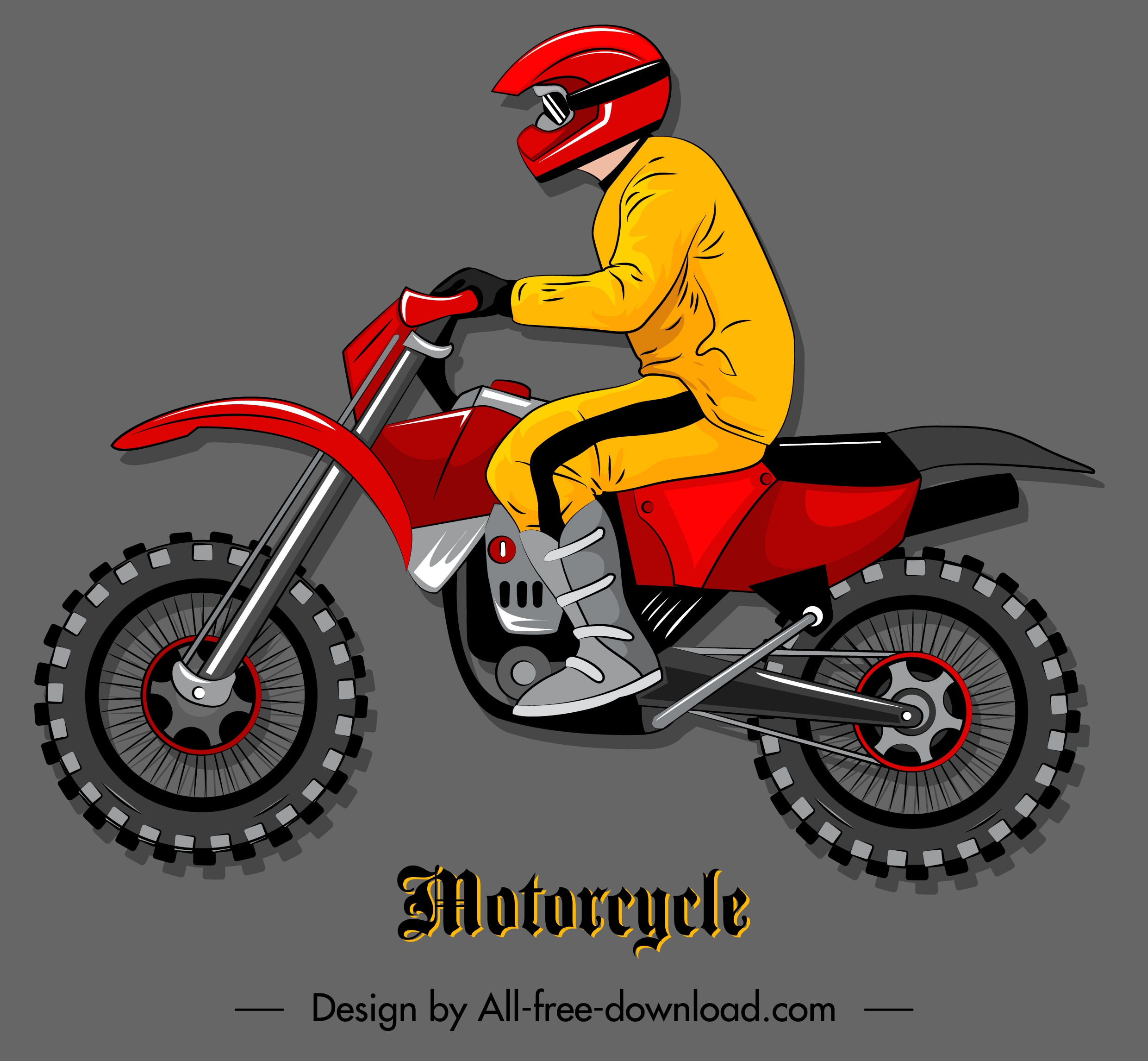 motorcyclist icon modern cartoon sketch colorful flat