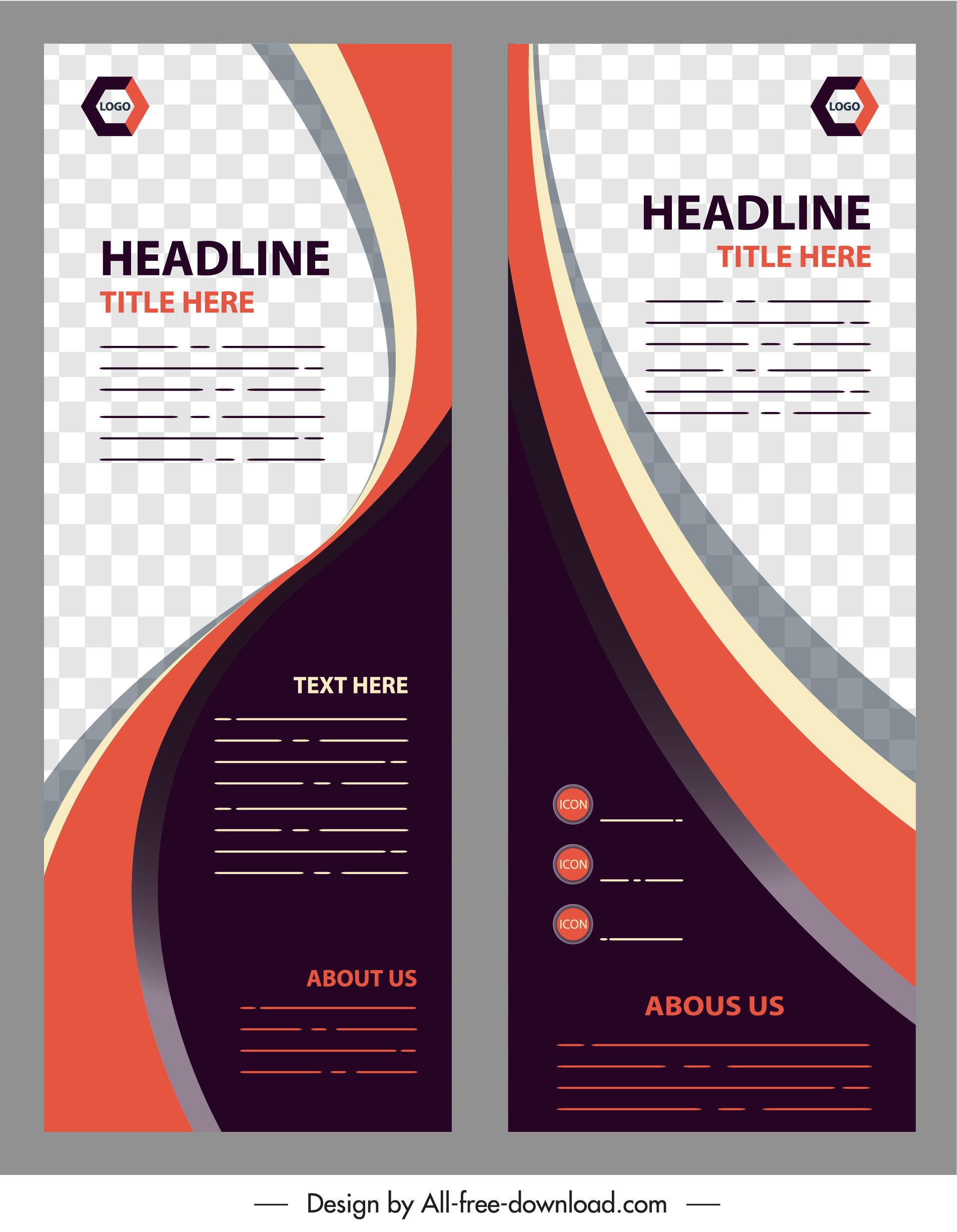 corporate banner template checkered curves decor vertical design