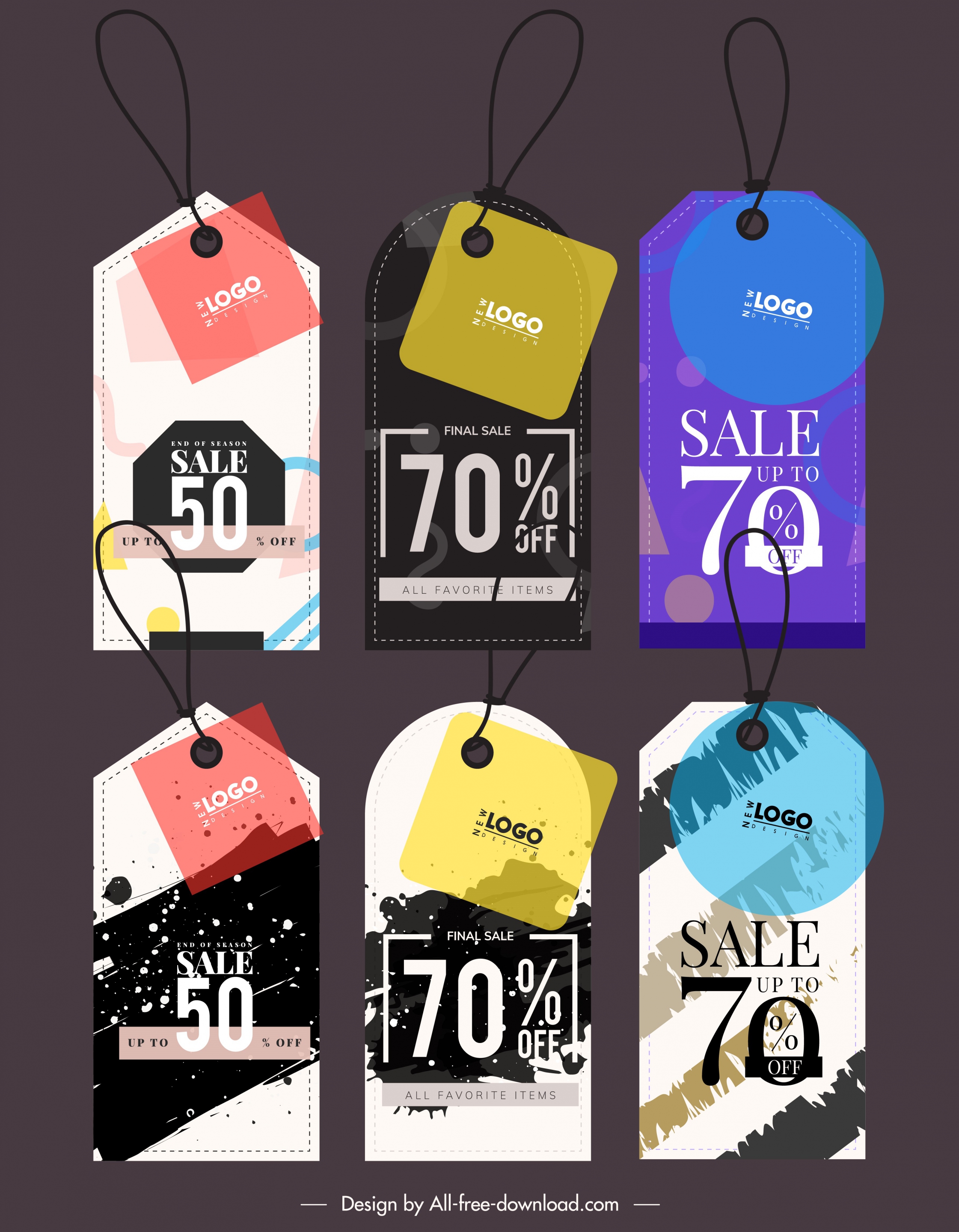 sale tags templates colorful grunge flat geometric decor