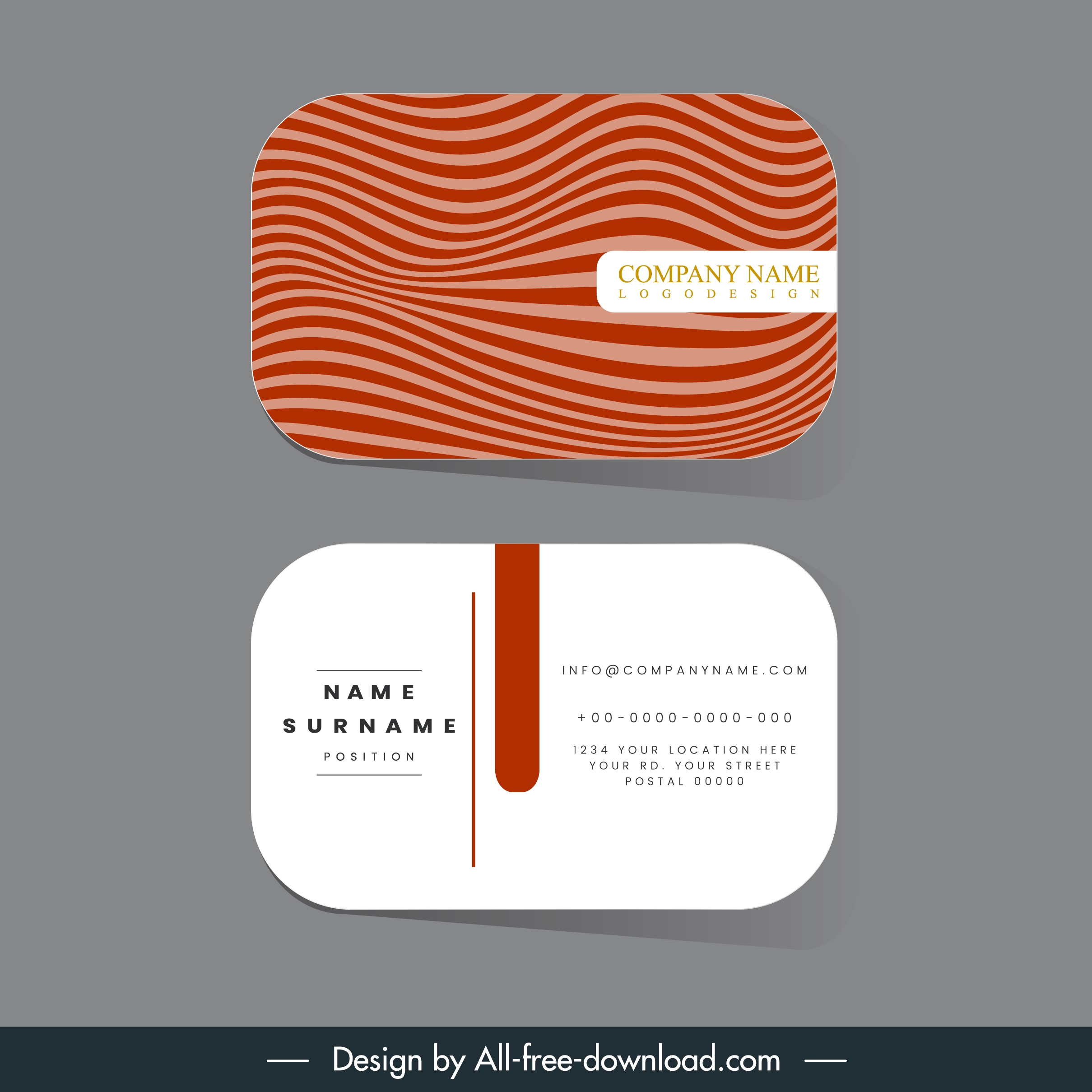 business card template illusion curves motion plain decor