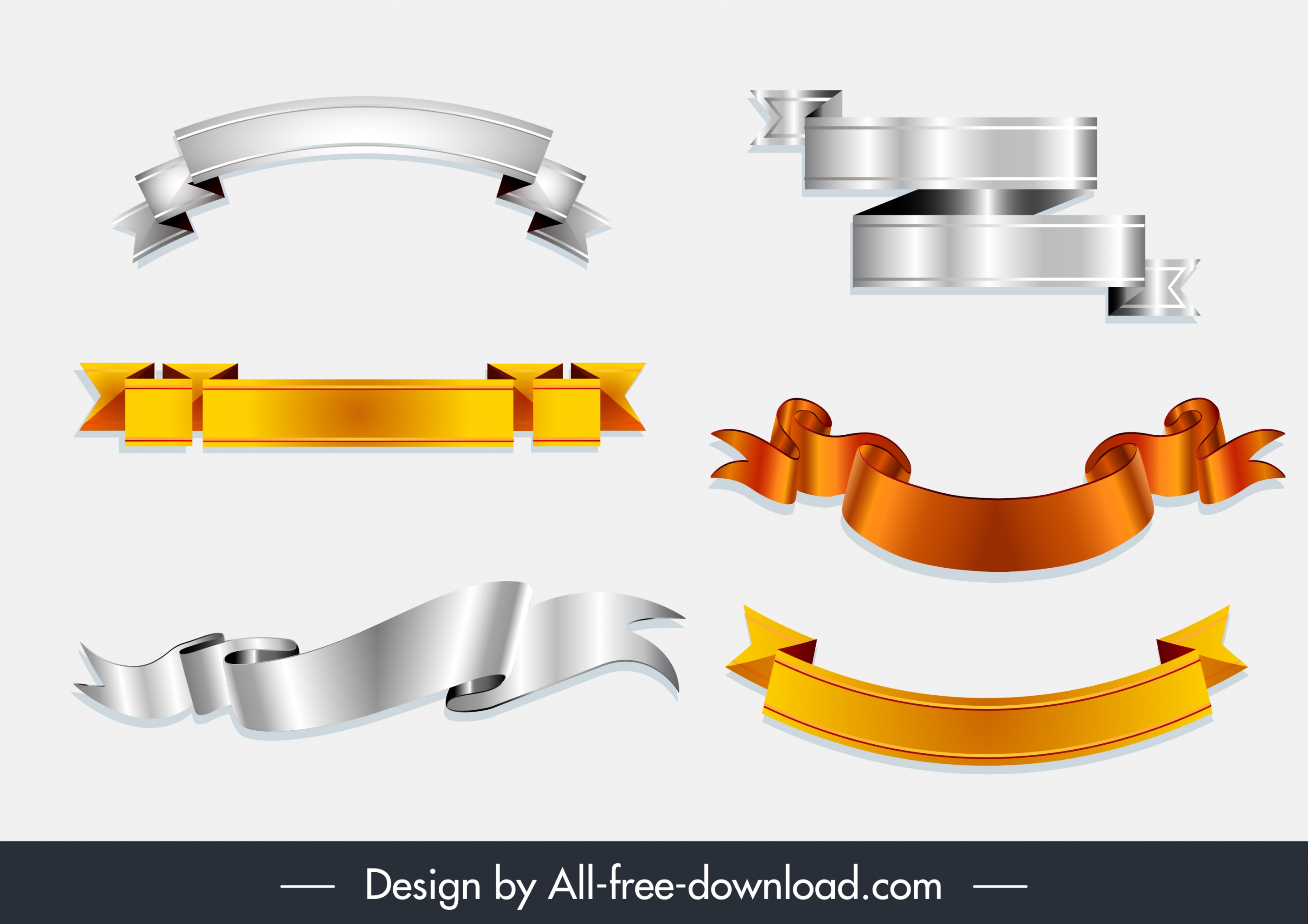 luxury ribbons templates modern shiny colored 3d shapes