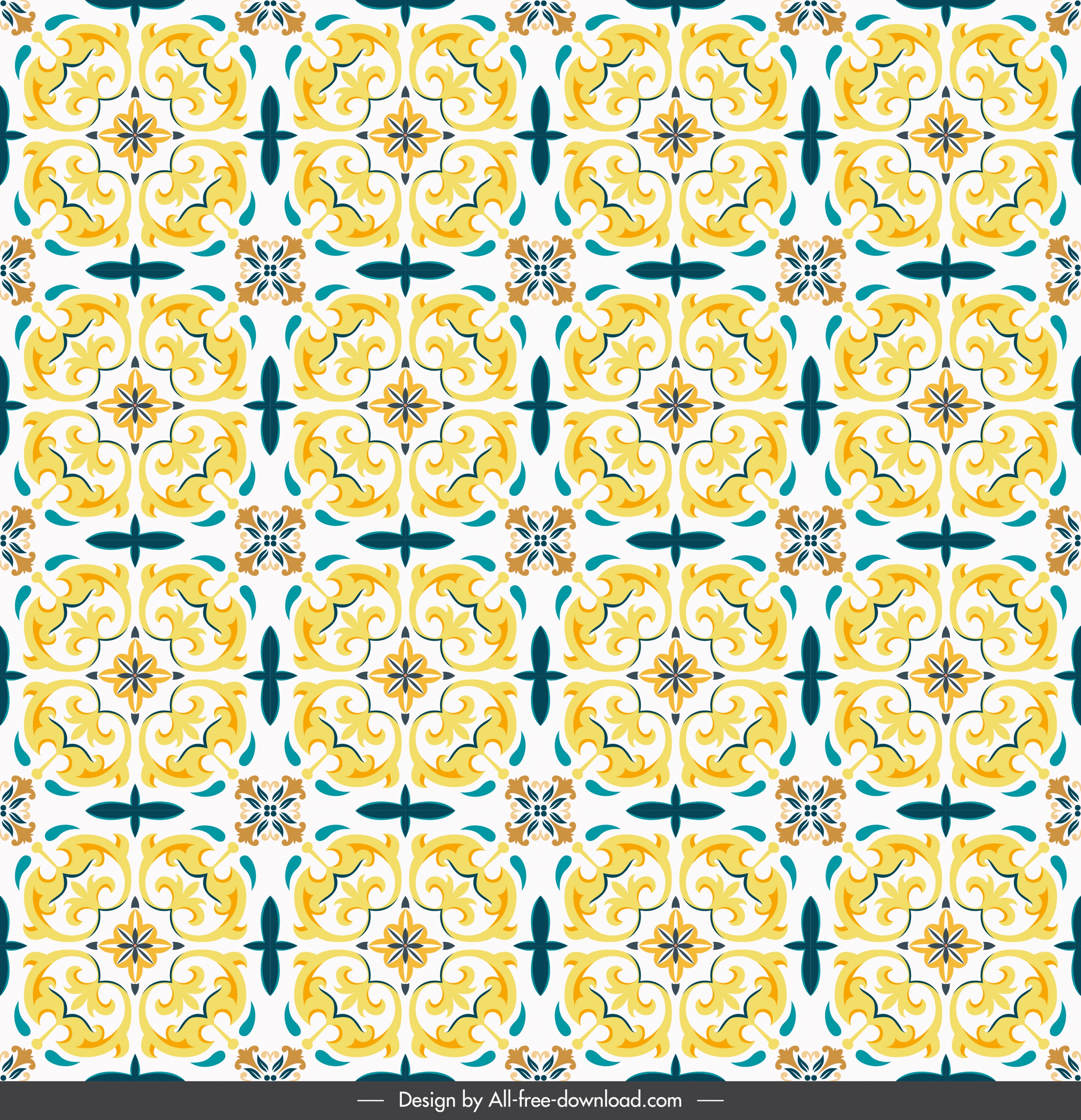 floral pattern yellow classical repeating symmetric illusion