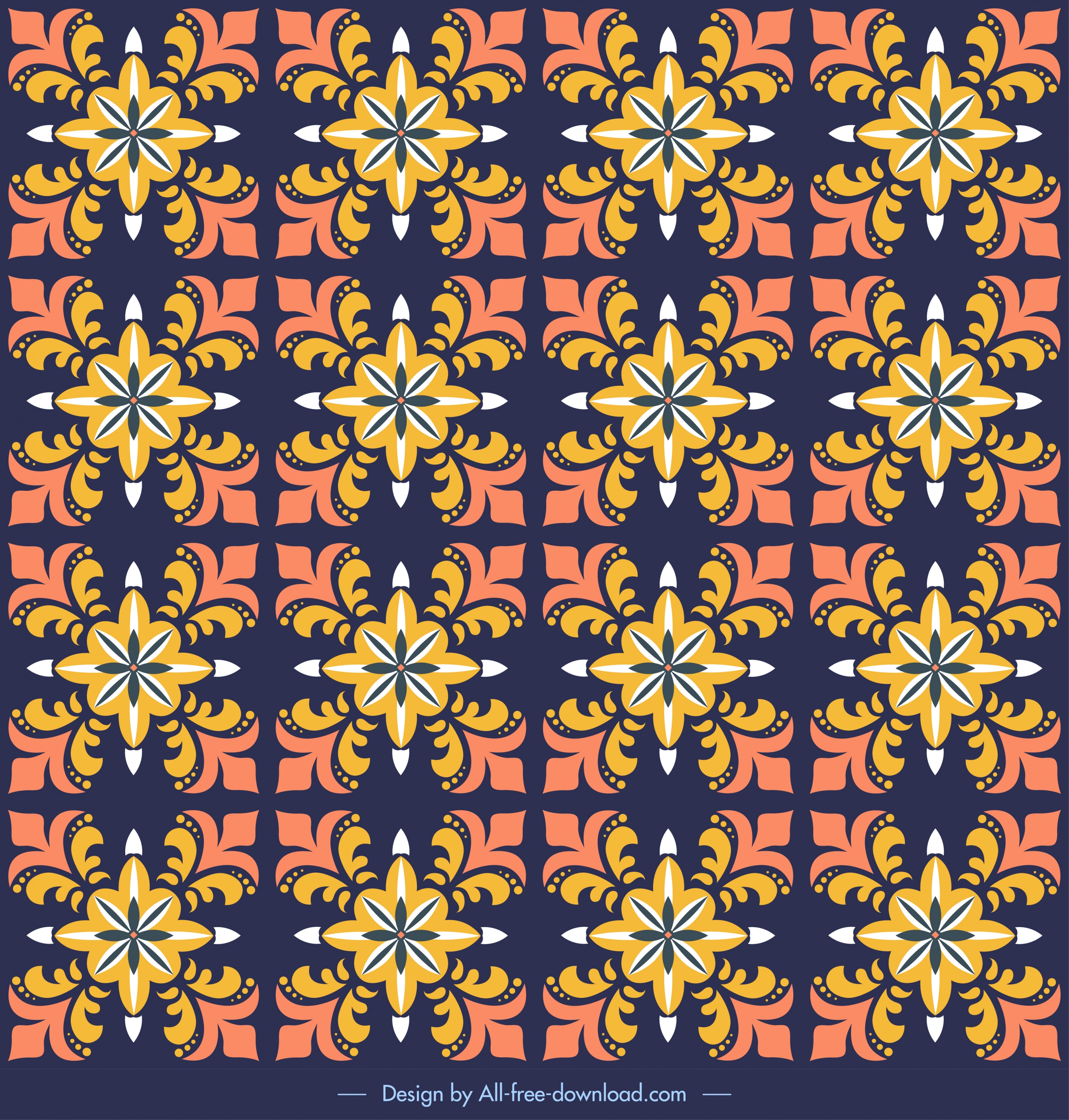 decor pattern template classical repeating symmetric flora sketch