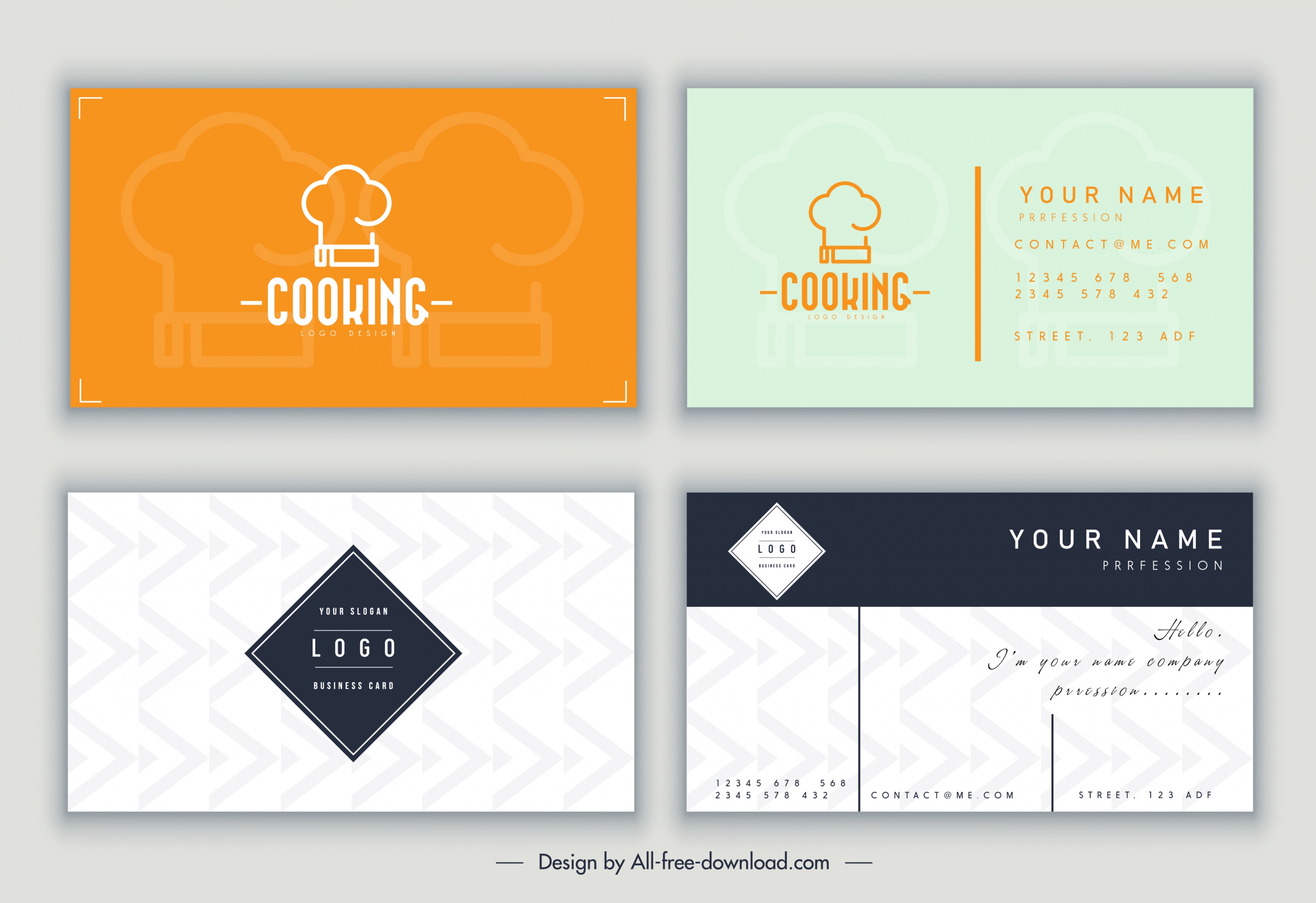 name card templates elegant flat decor