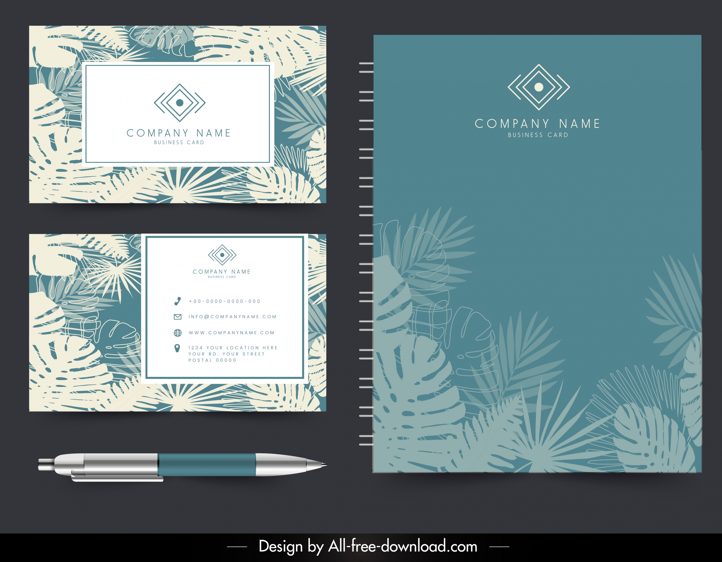 corporate card brochure template classical leaves decor