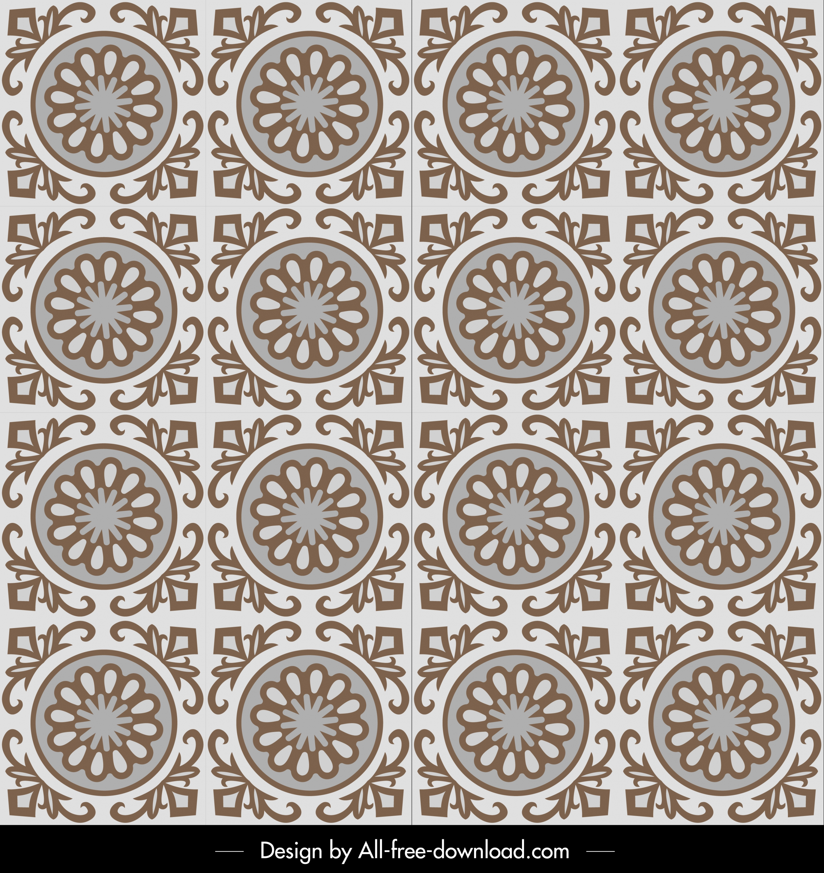 decorative pattern template flat symmetrical retro design