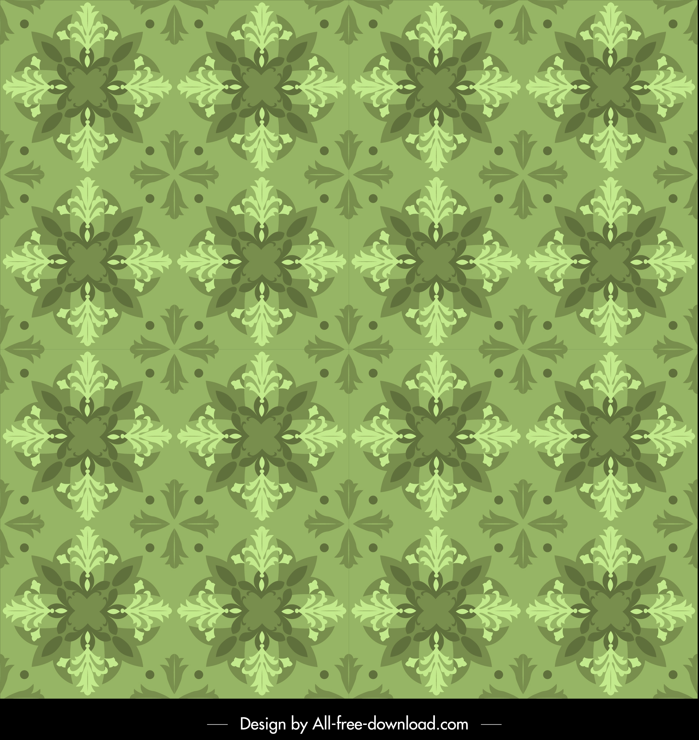 kaleidoscope pattern template green repeating symmetrical monochrome