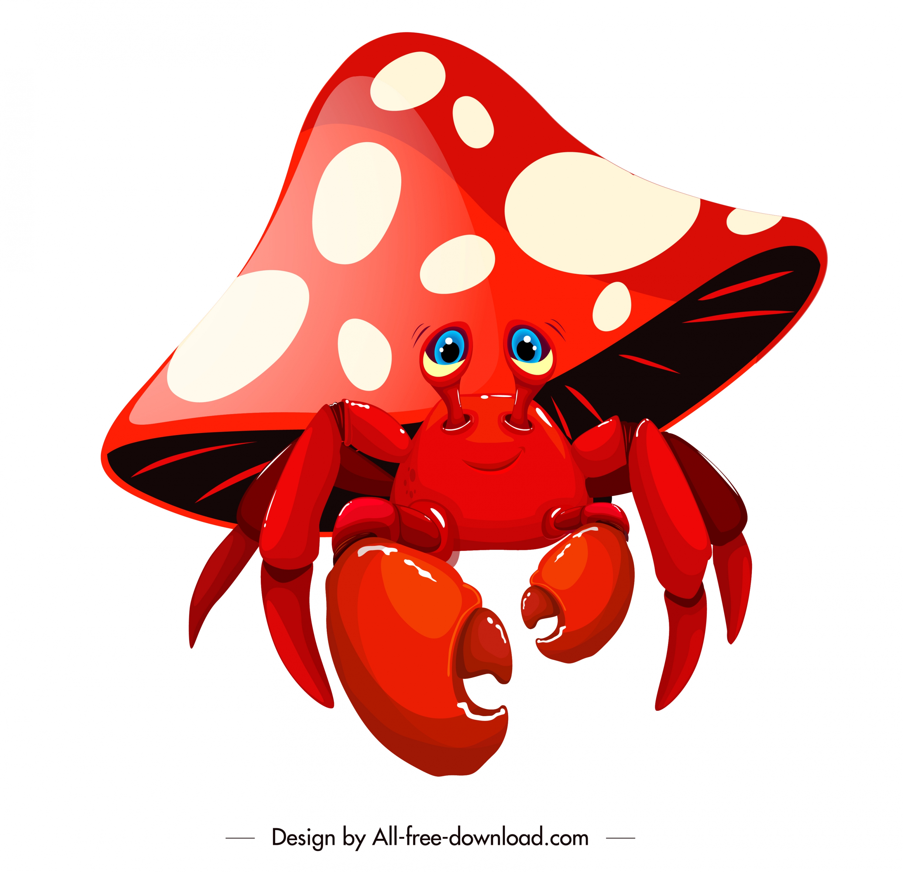 legendary crab icon mushroom shape red 3d sketch