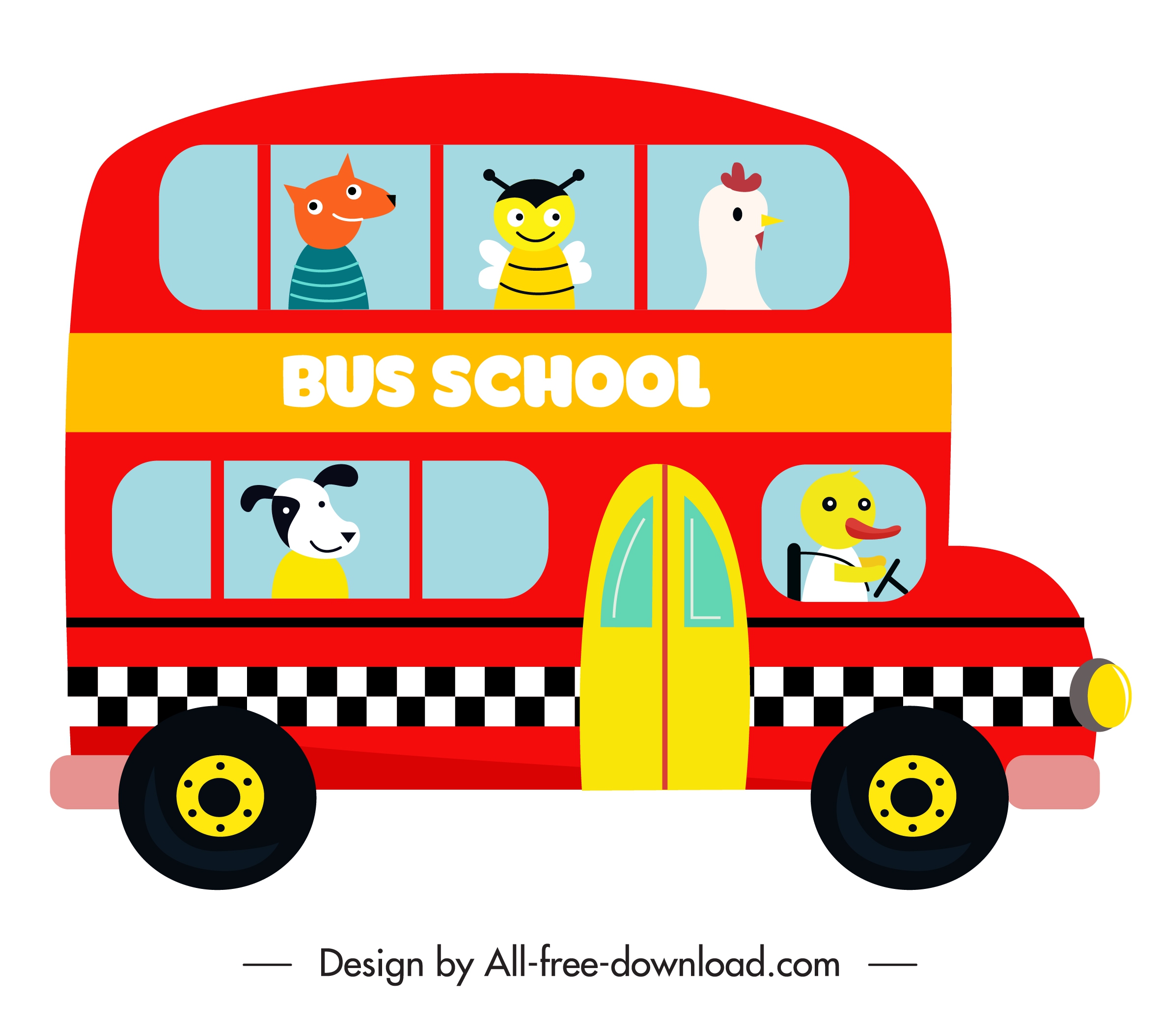 school bus icon colorful flat sketch stylized cartoon