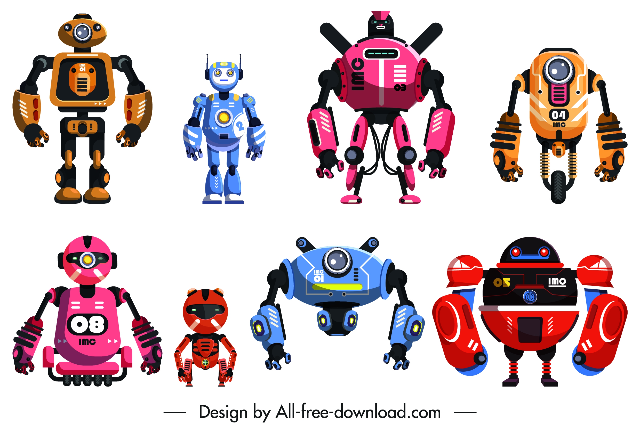 robot icons templates modern colorful design