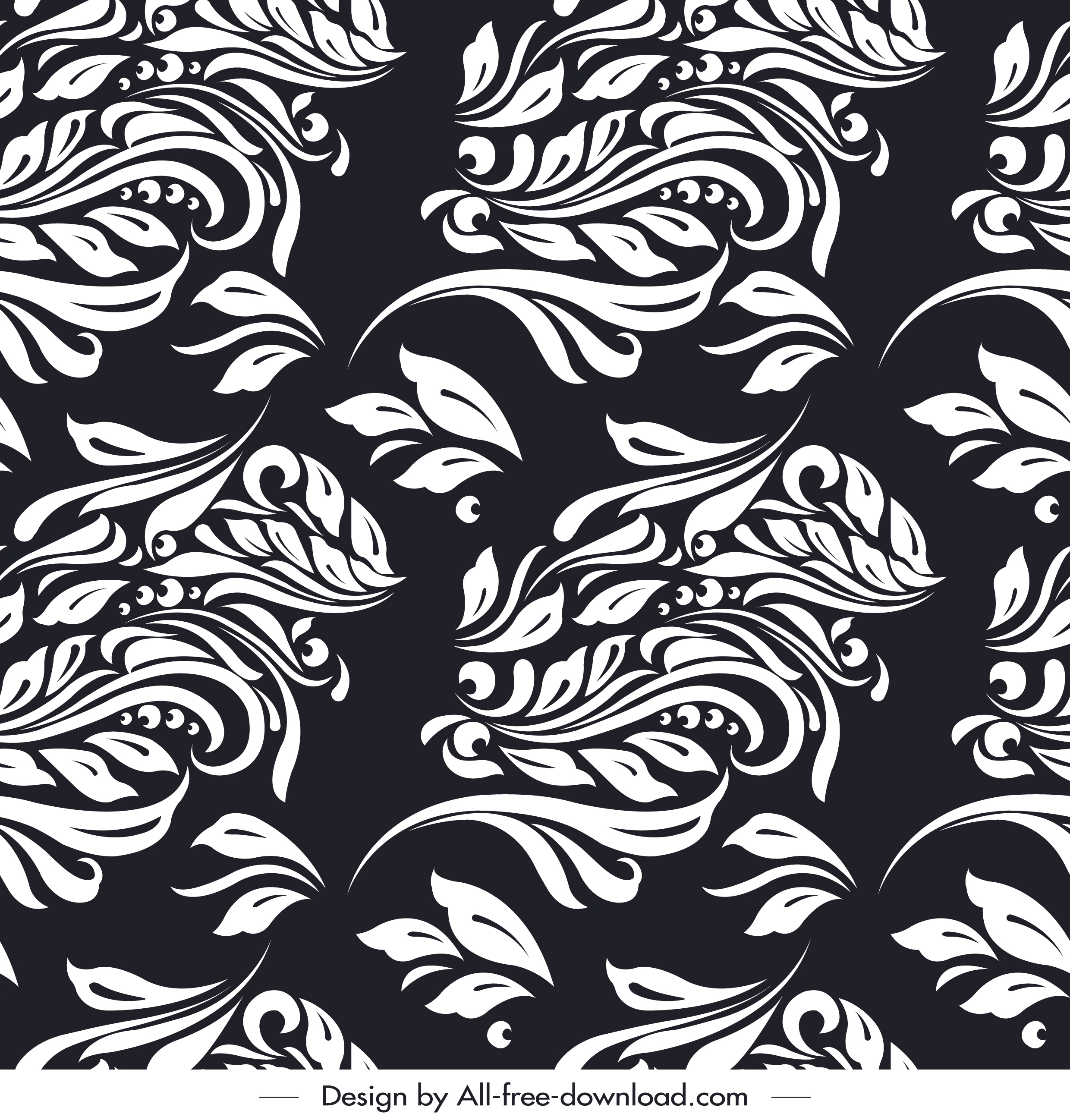 nature pattern black white classical leaf sketch