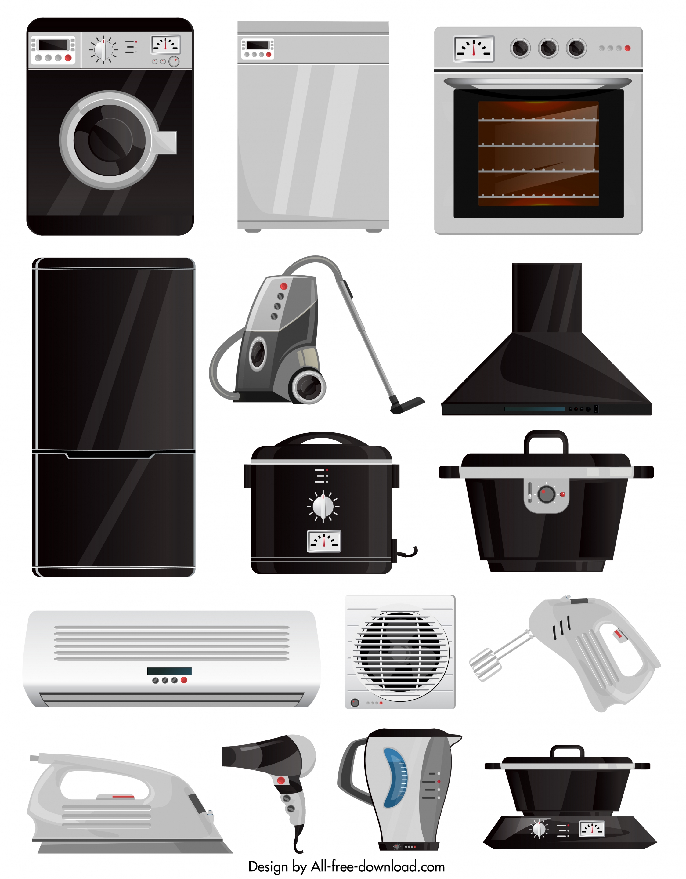 electronic devices icons shiny modern sketch