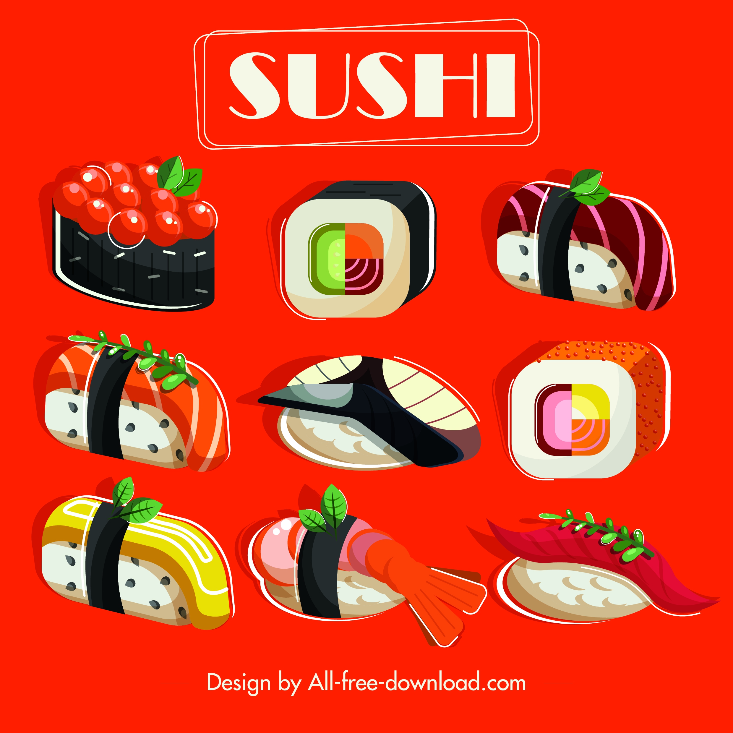 sushi menu cover template colorful classical design