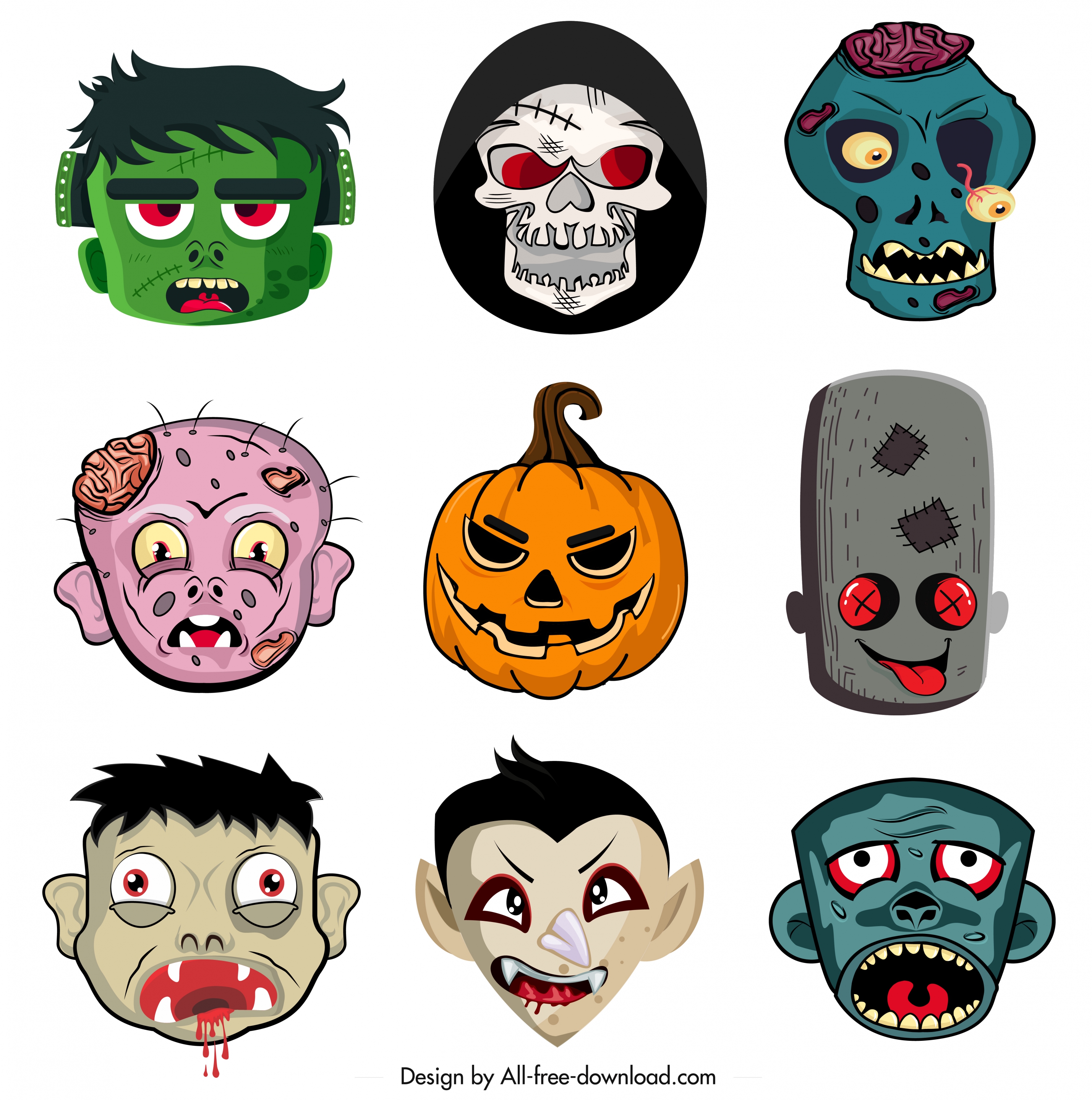 halloween masks templates collection horror funny emotional faces