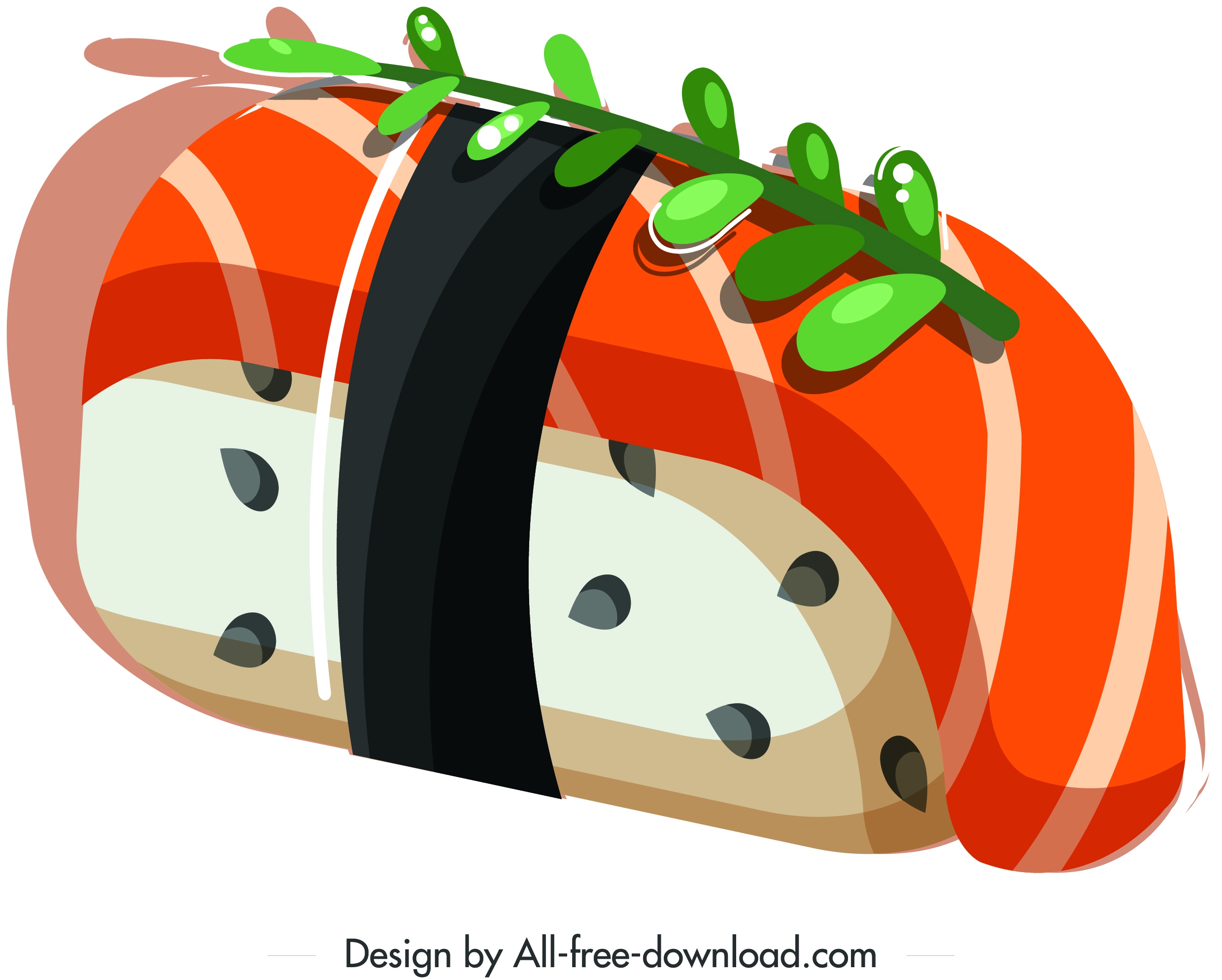 sushi icon colorful 3d closeup design