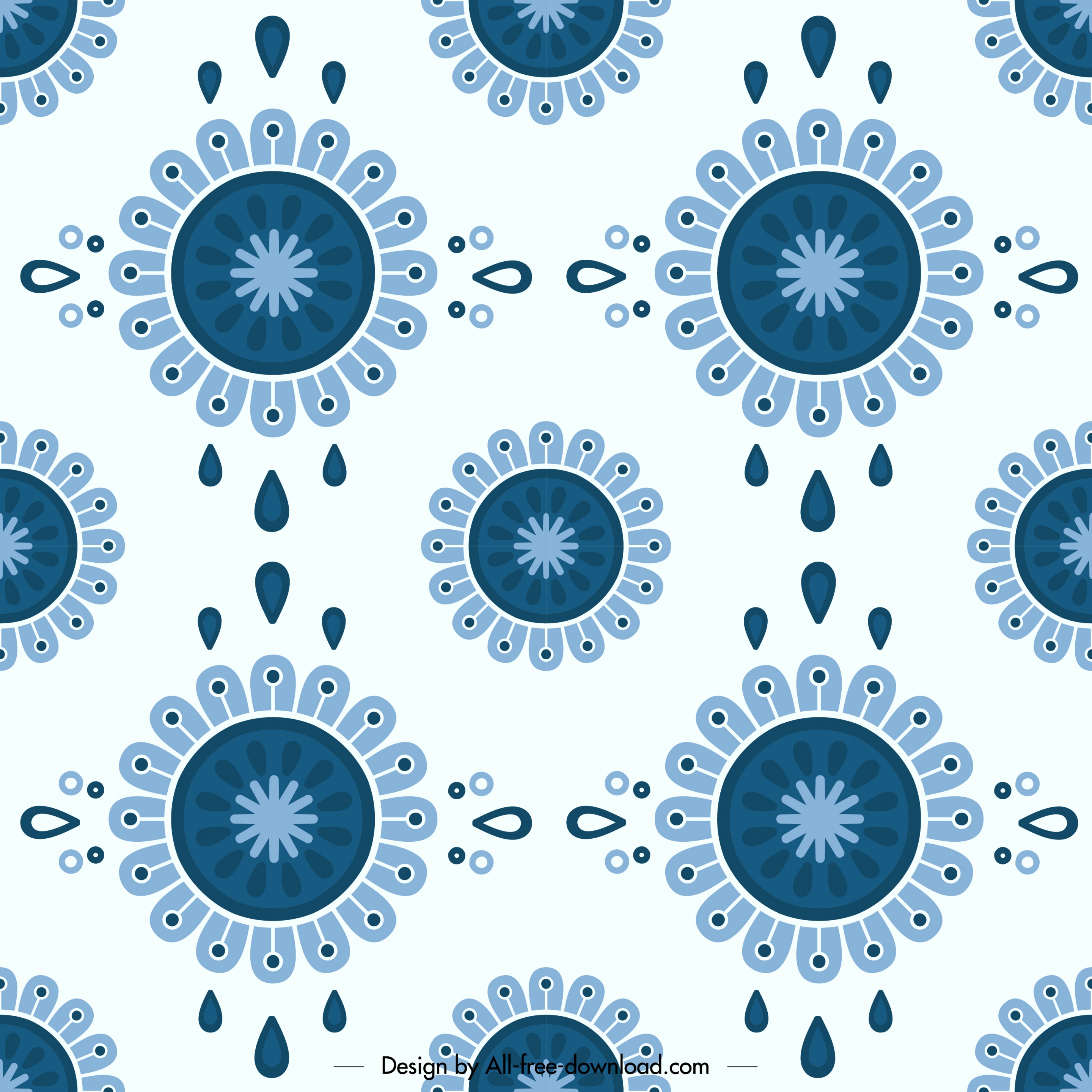 flowers pattern template classical blue repeating design