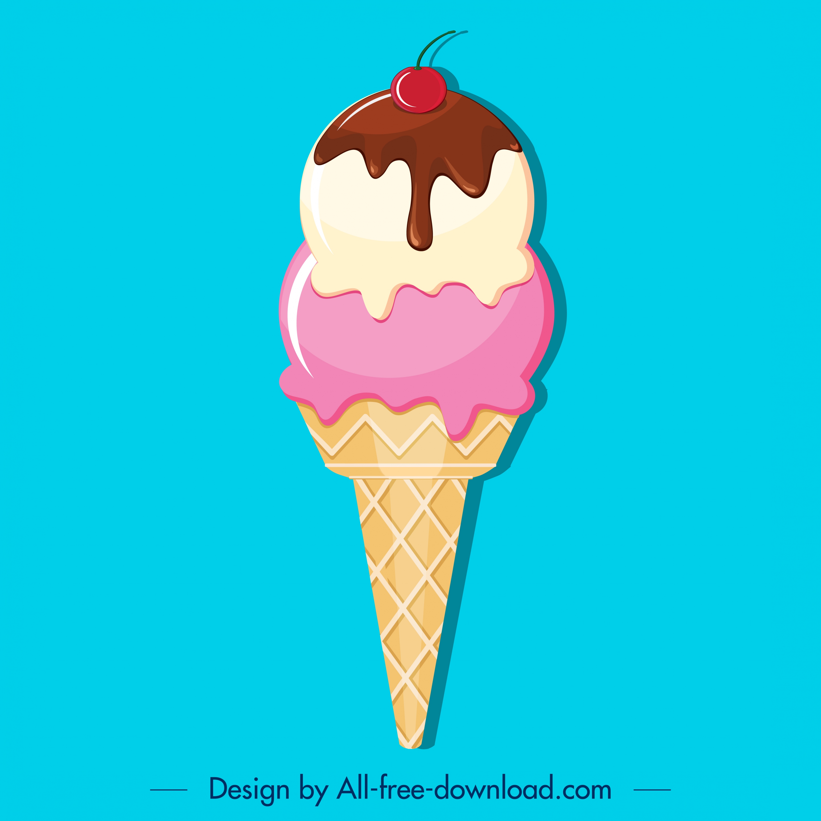 ice cream icon colorful melting decor flat design