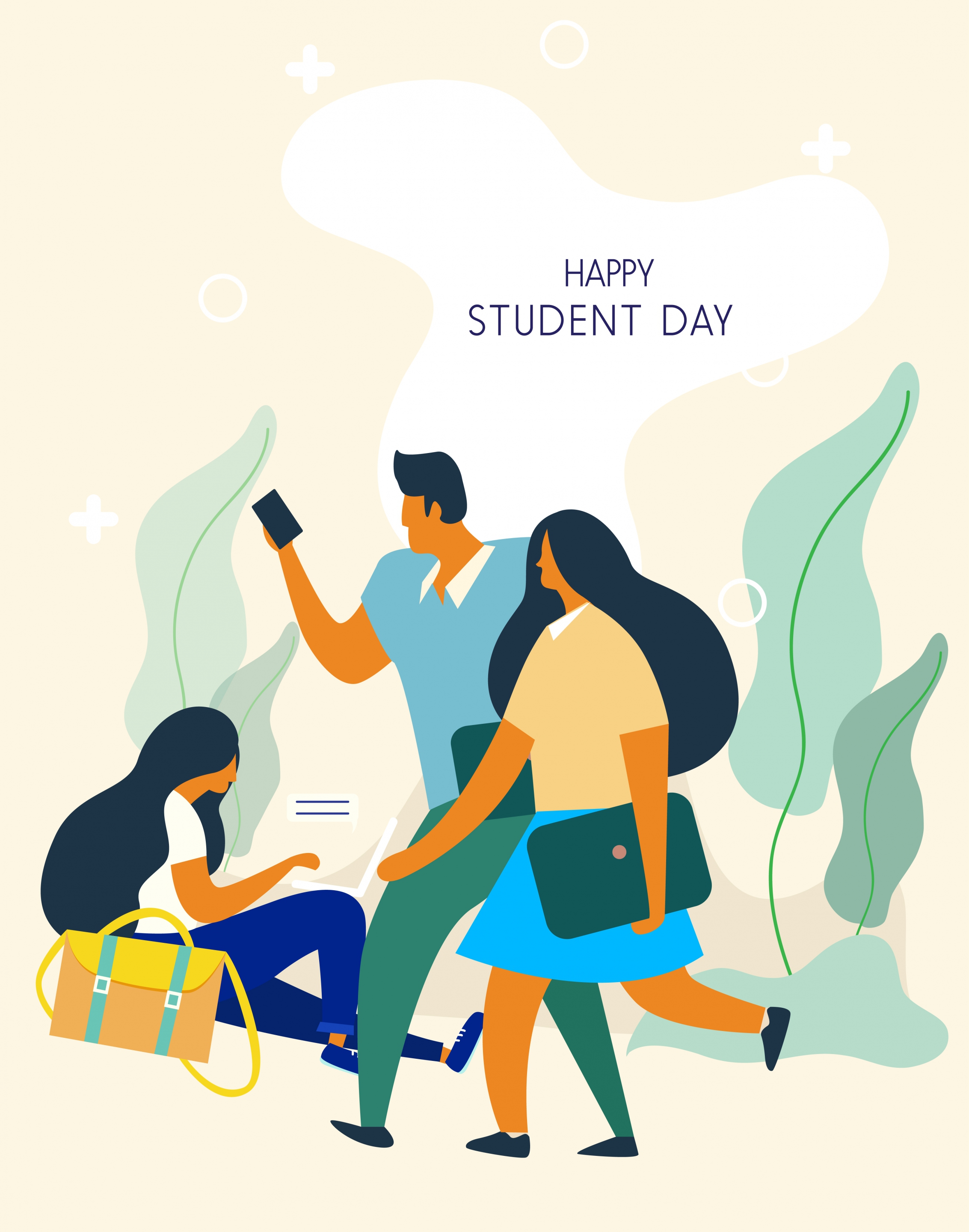 student day background young people icon cartoon character