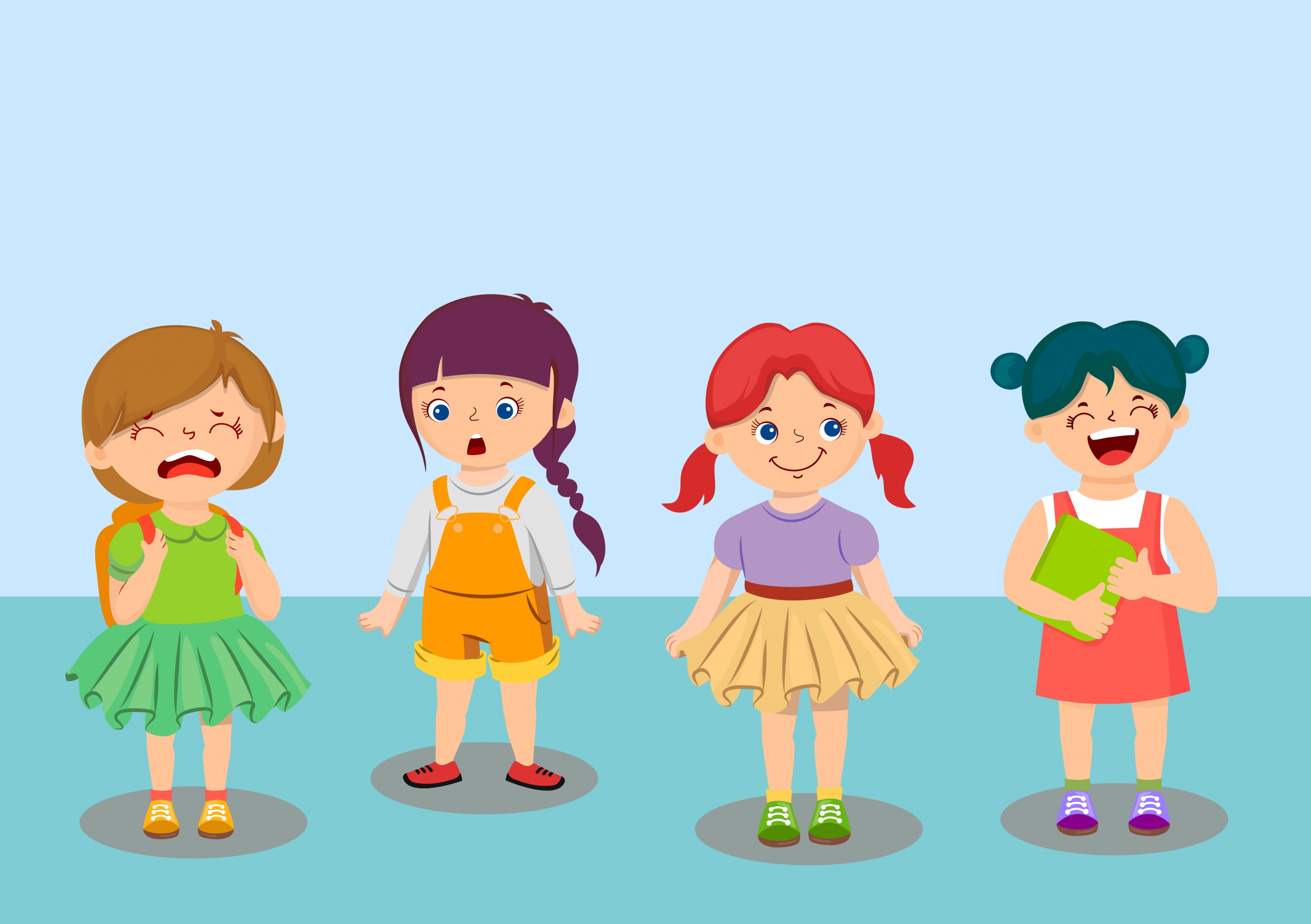 emoticon background little girls icon cartoon characters