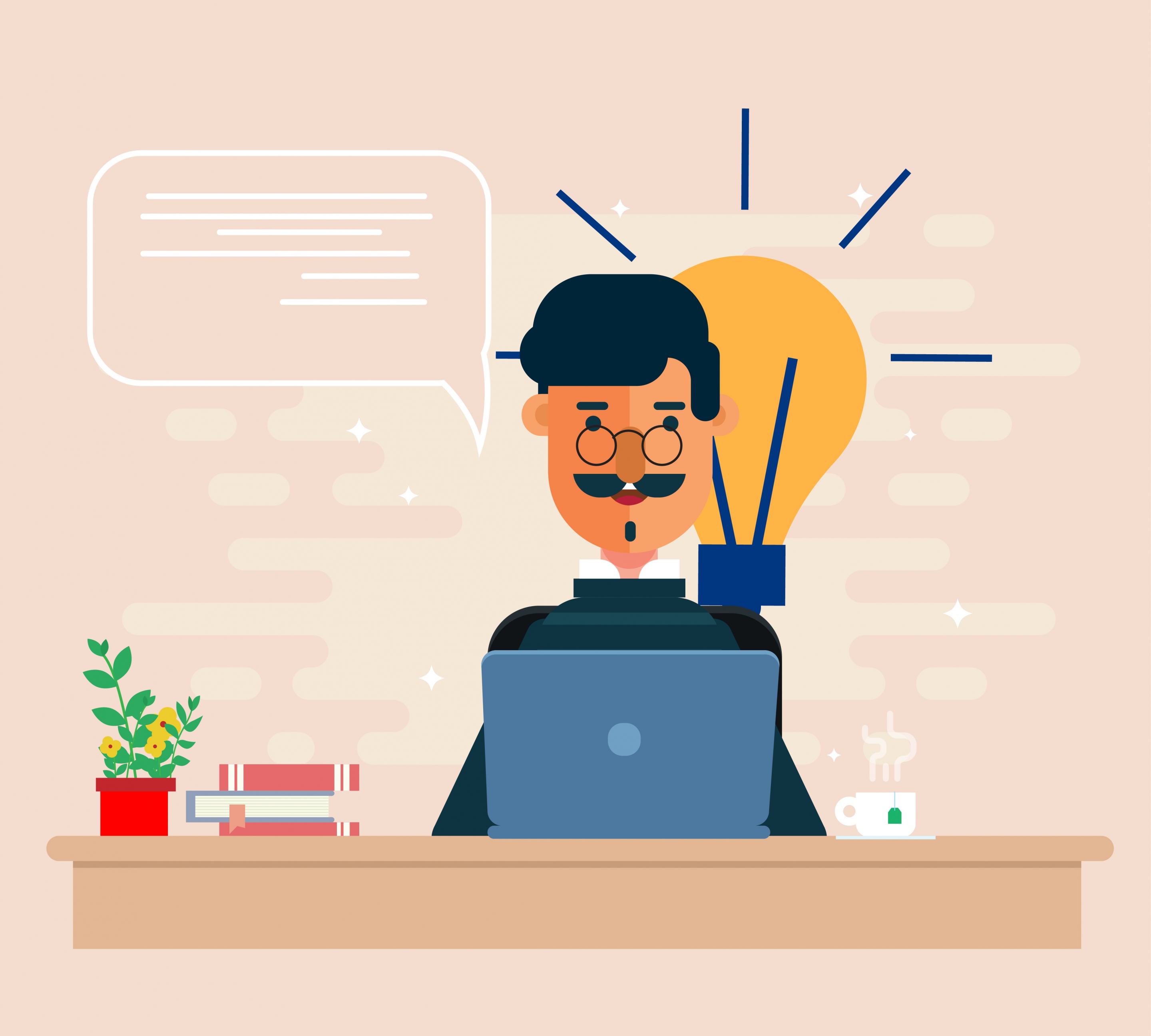 idea concept background male manager office space icons