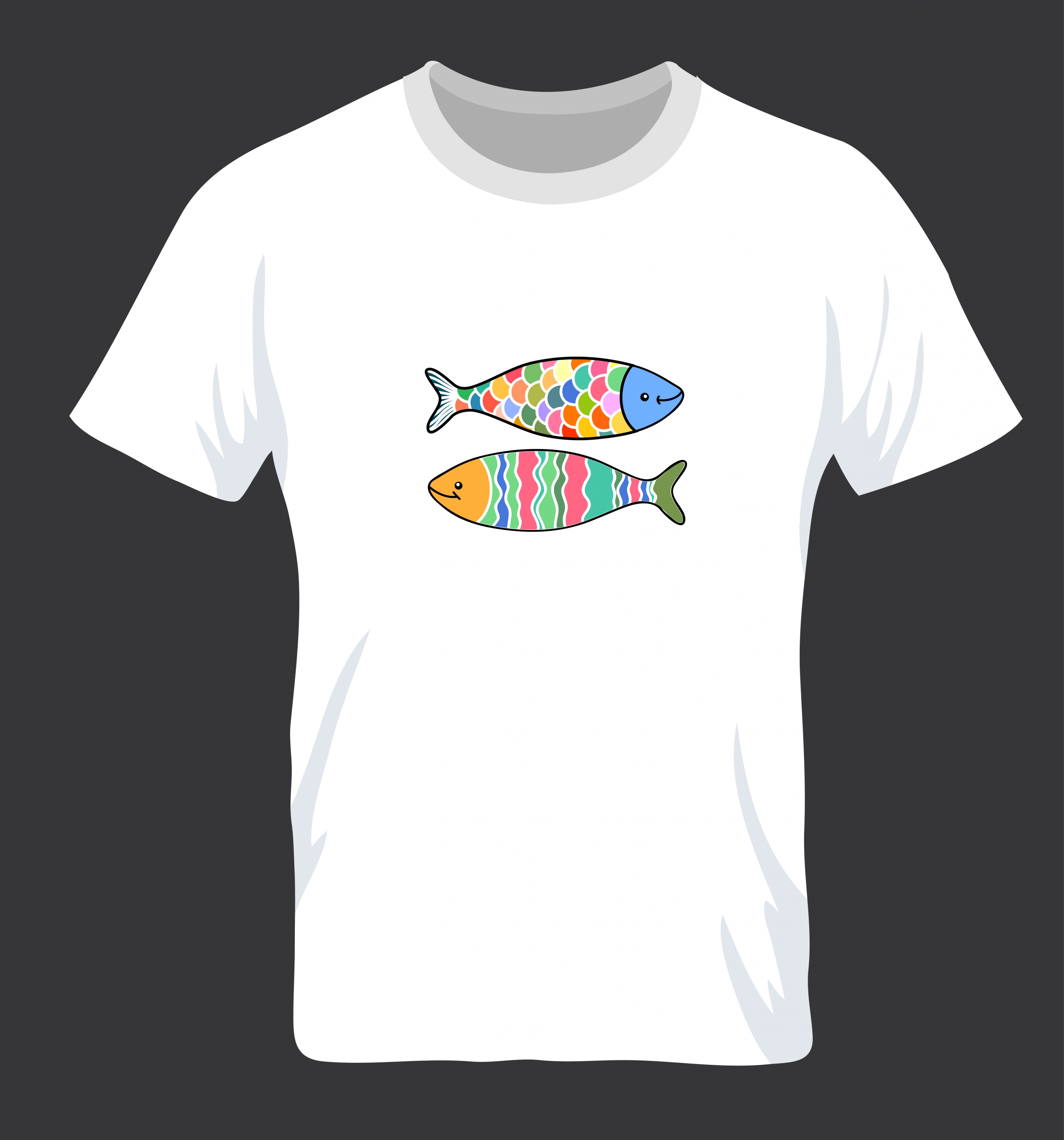 tshirt template white design colorful fish icons decor