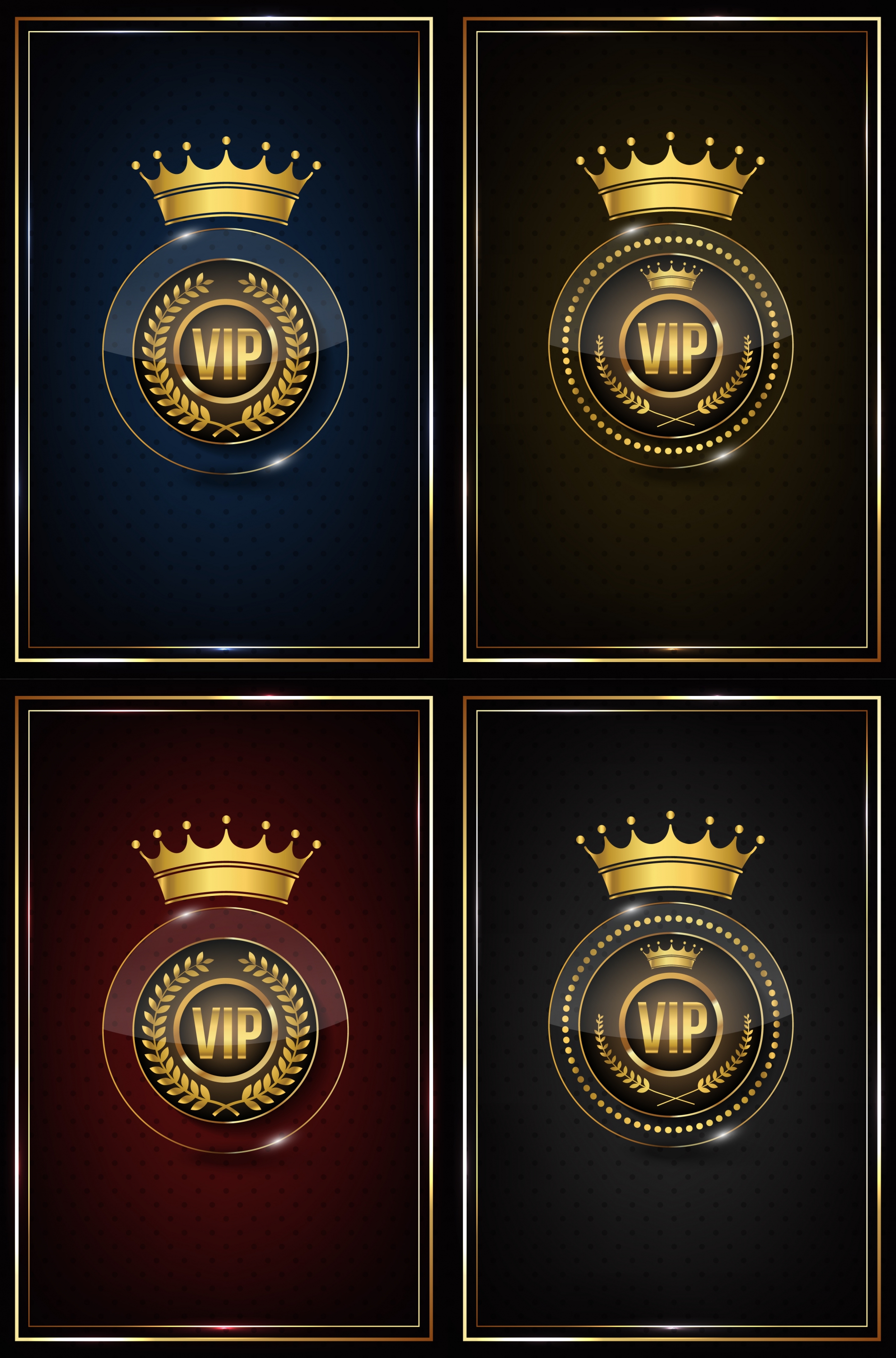 vip logo sets shiny elegance crown circles icons