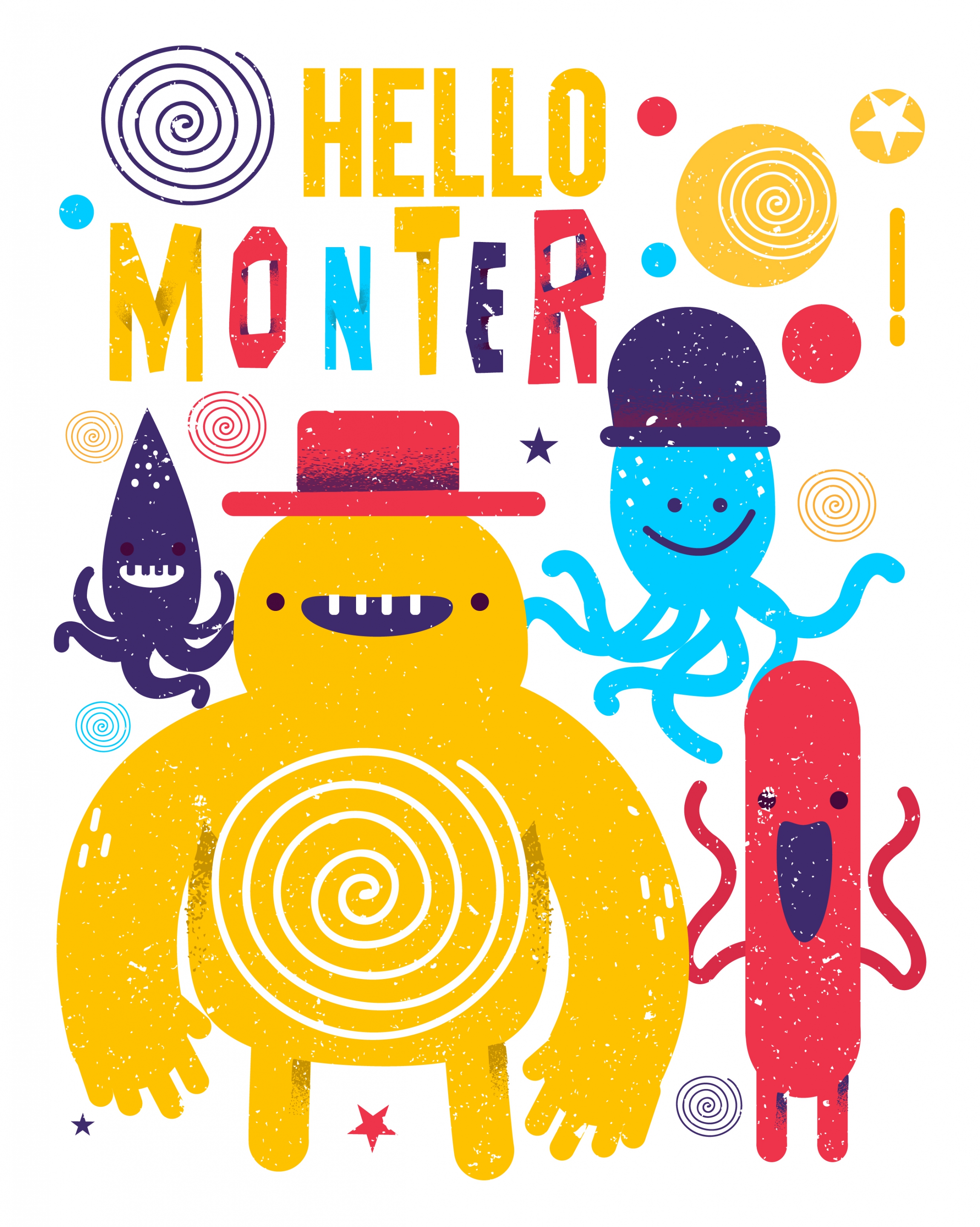 monster background cute cartoon icons retro design