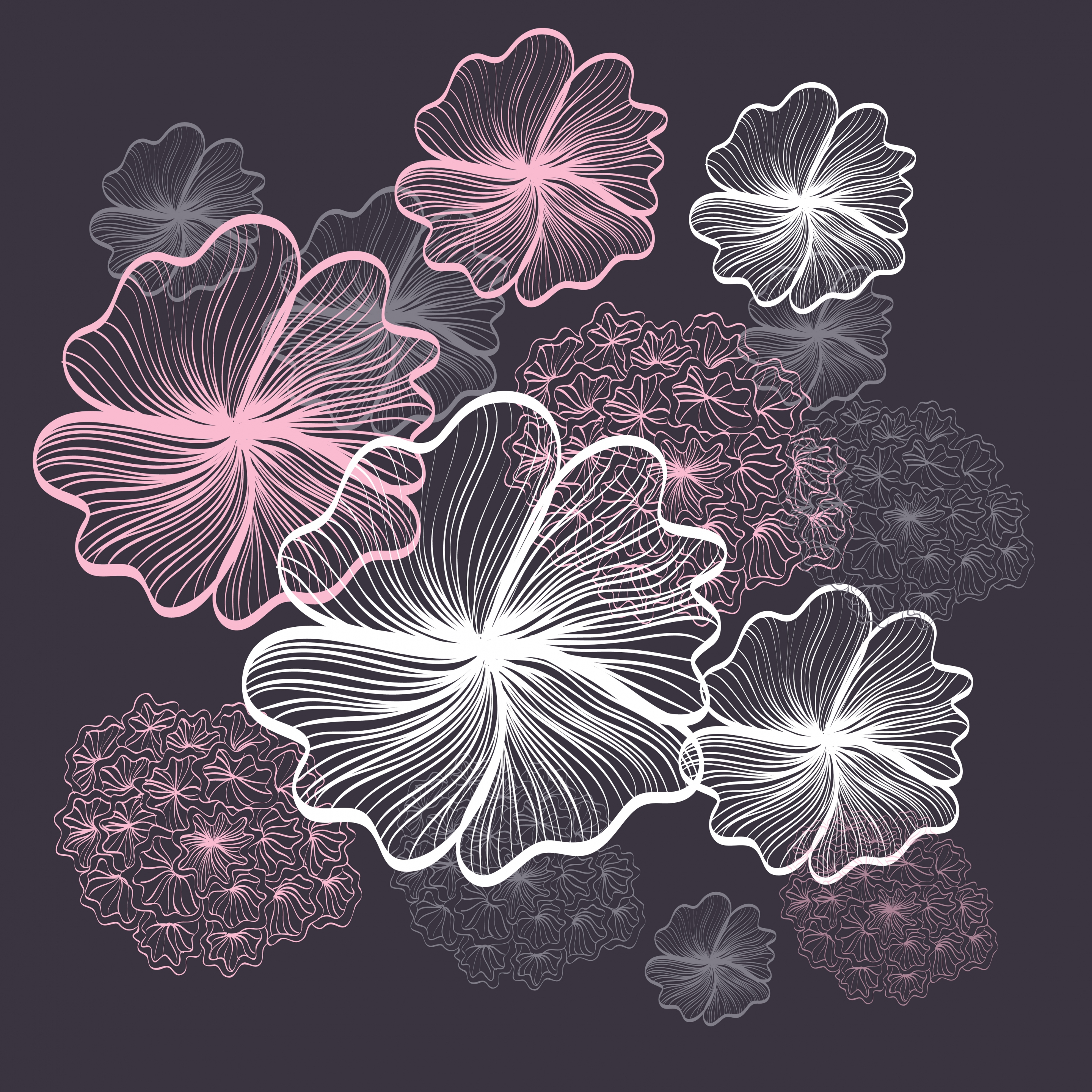 flowers background sparkling contrast sketch