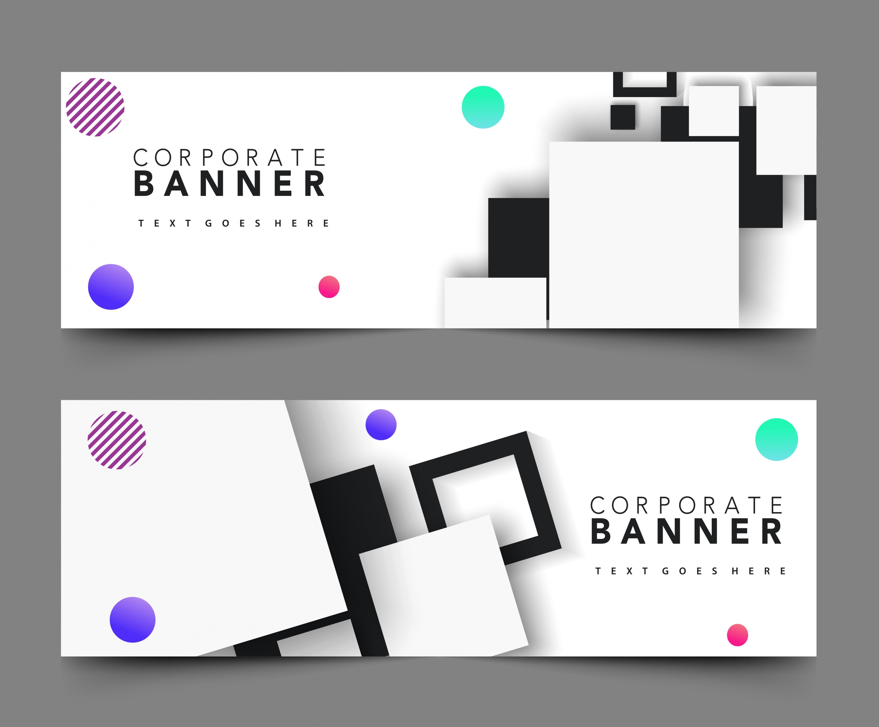 corporate banner sets modern design geometric decoration