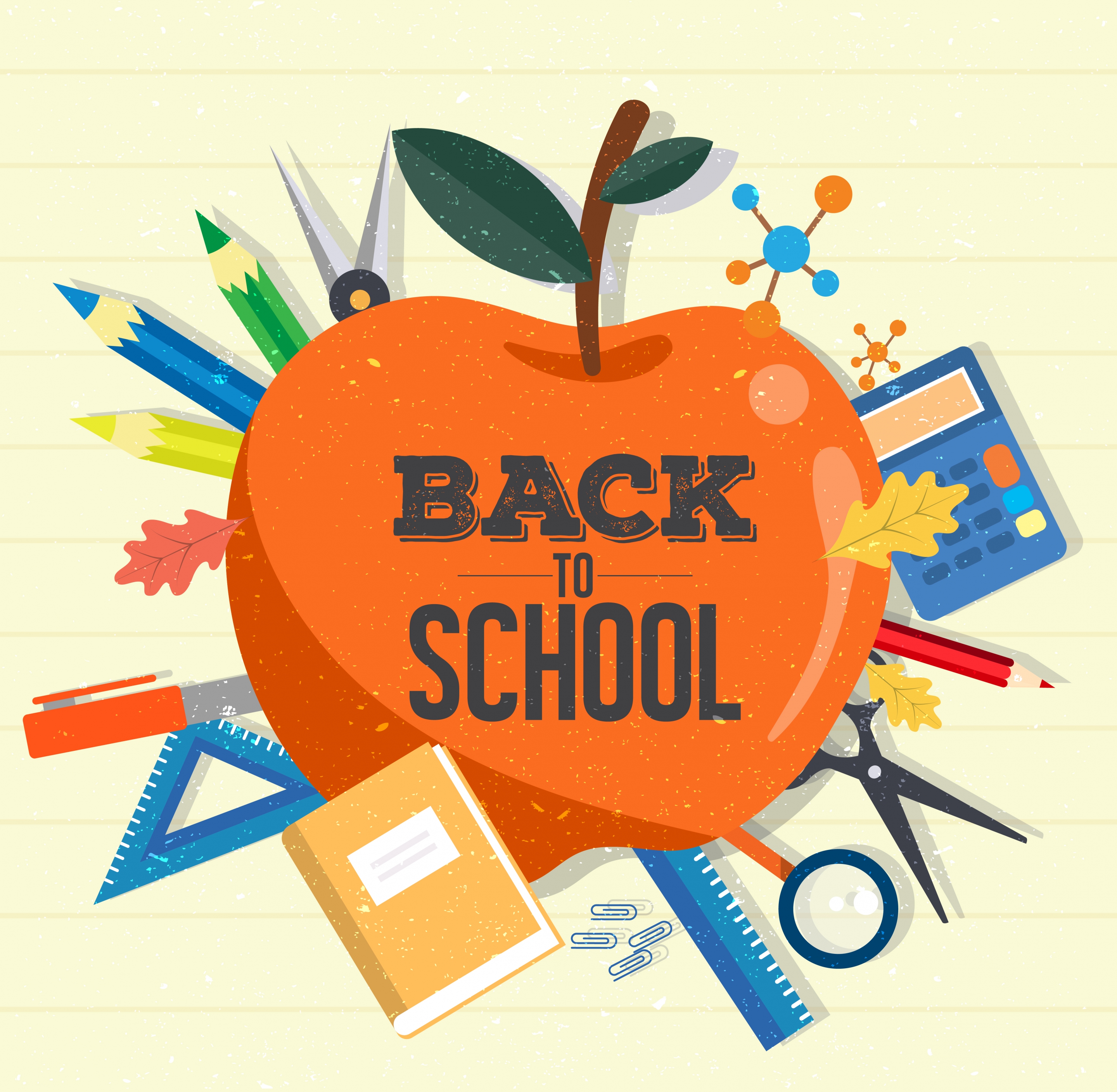 back to school background apple study tools icons