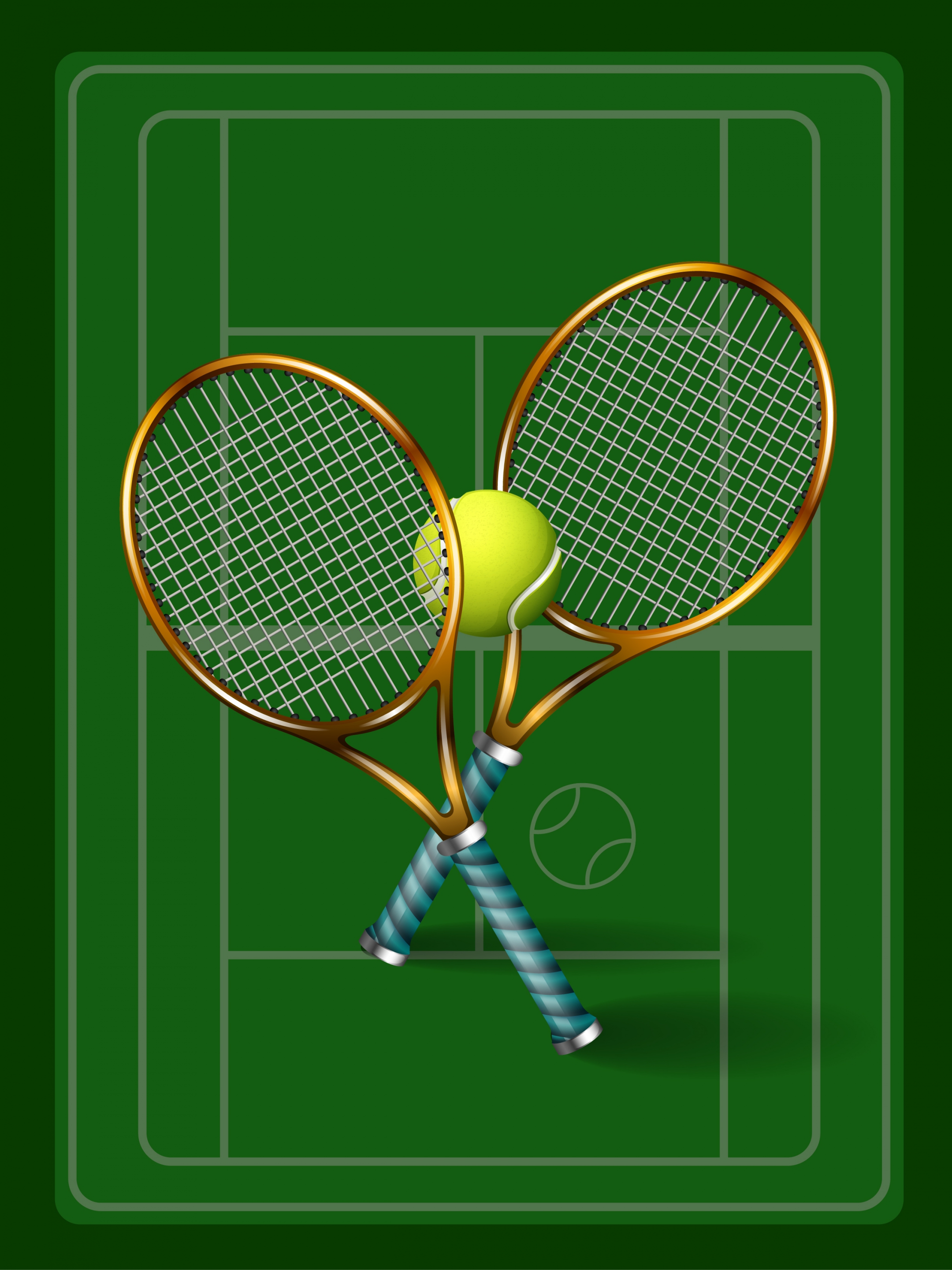 tennis background green court racket ball icons decor