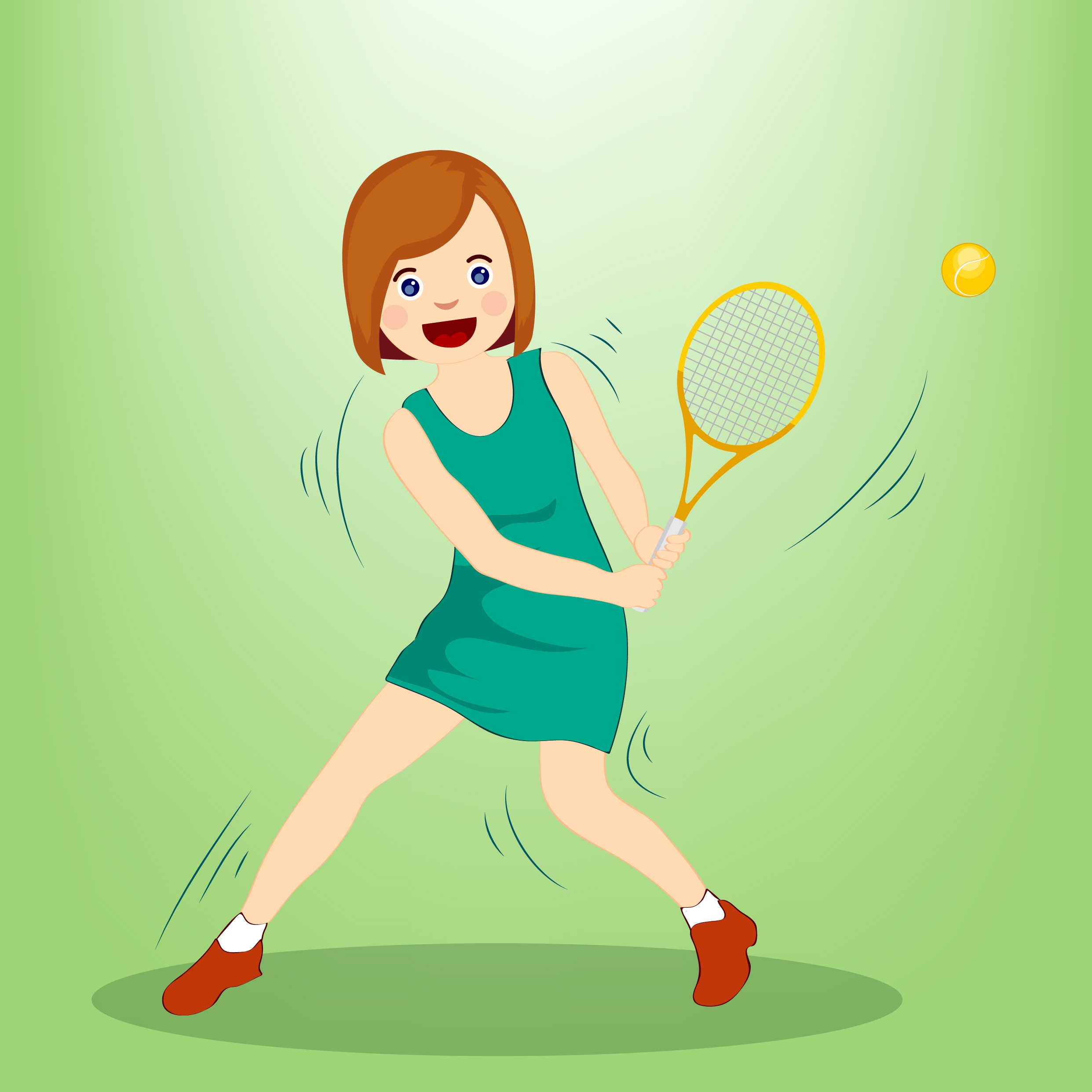 tennis background female player icon colored cartoon design