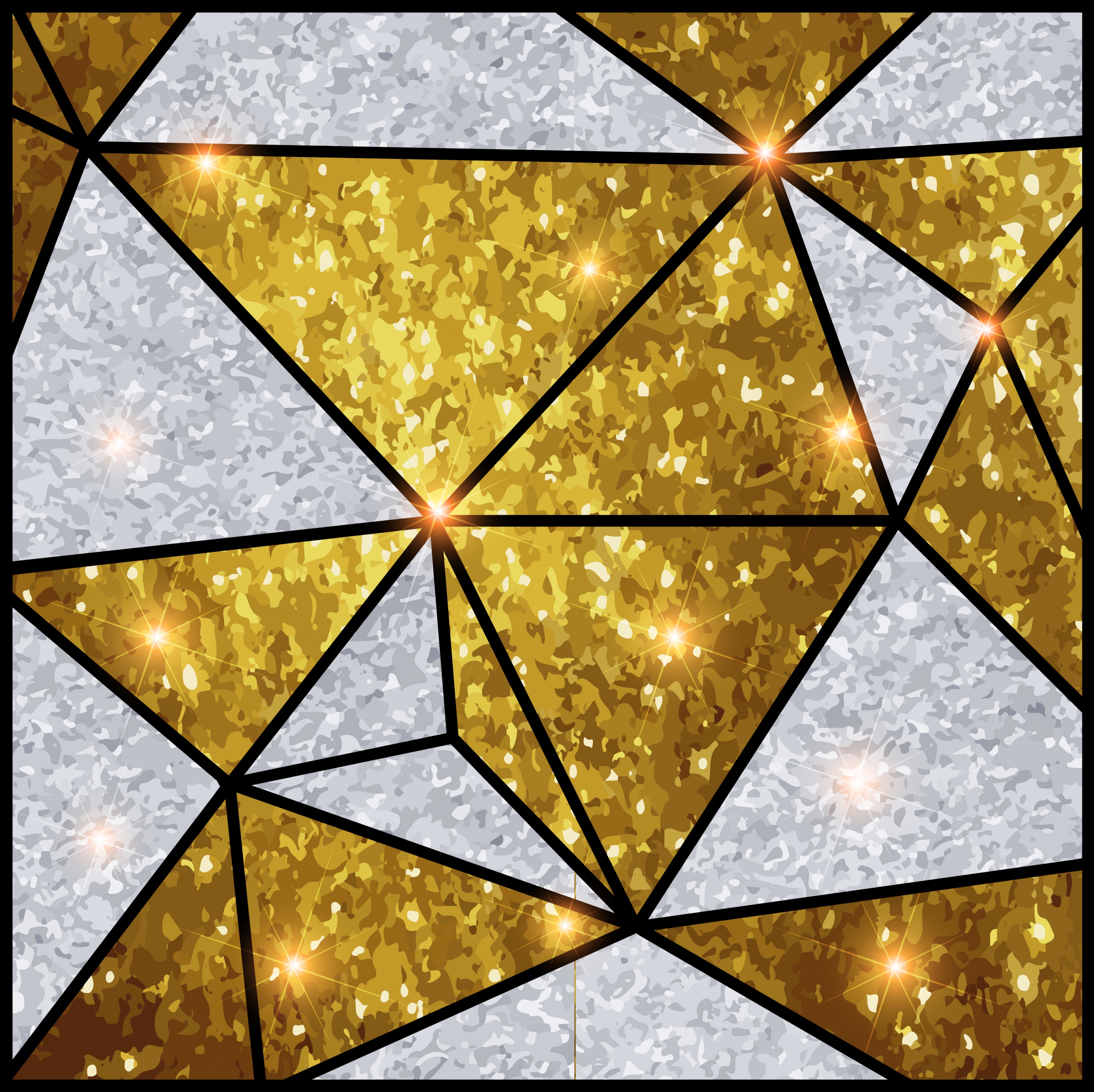 abstract background glittering golden silver polygonal design