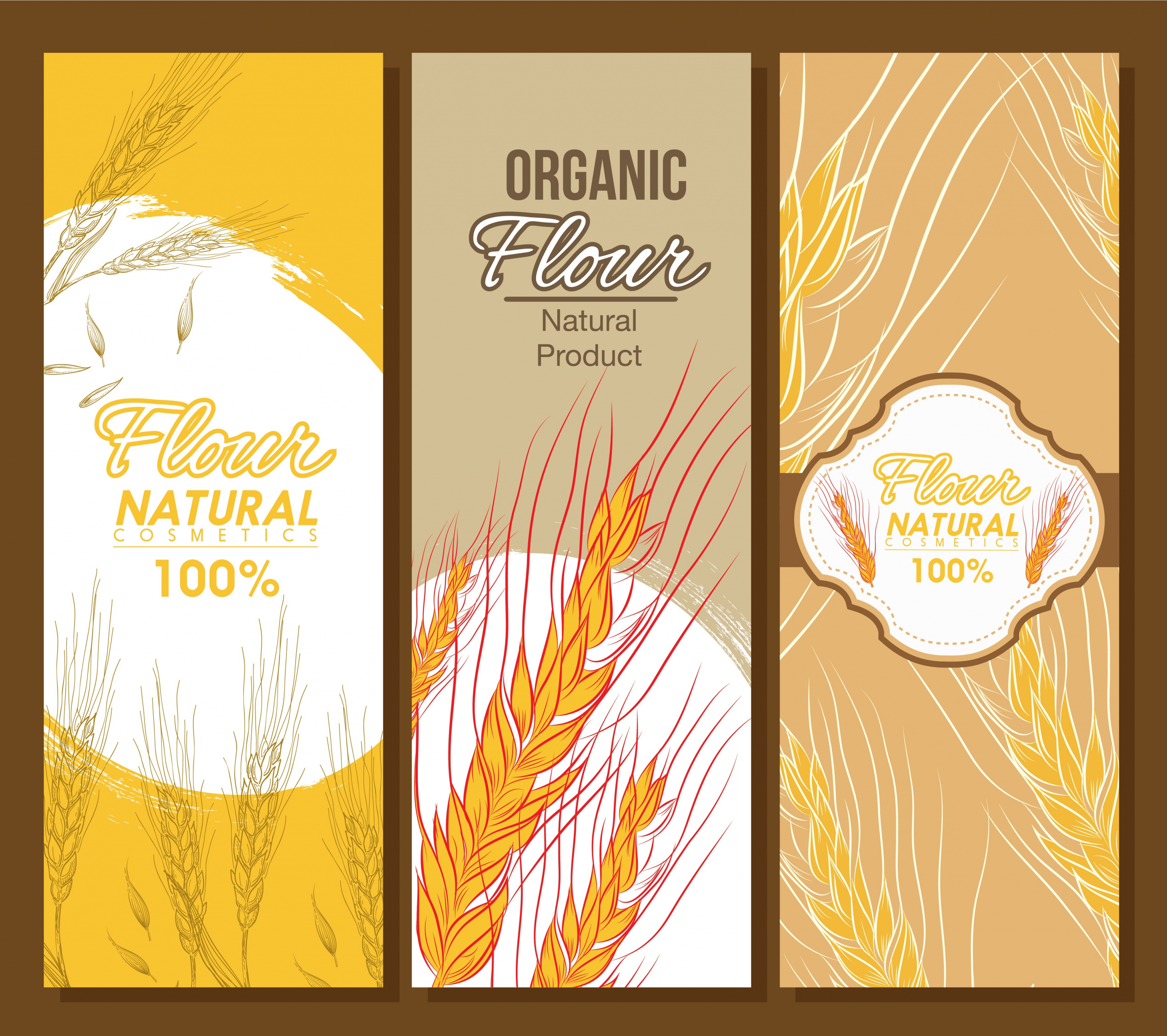 organic flour banner templates cereal icons sketch