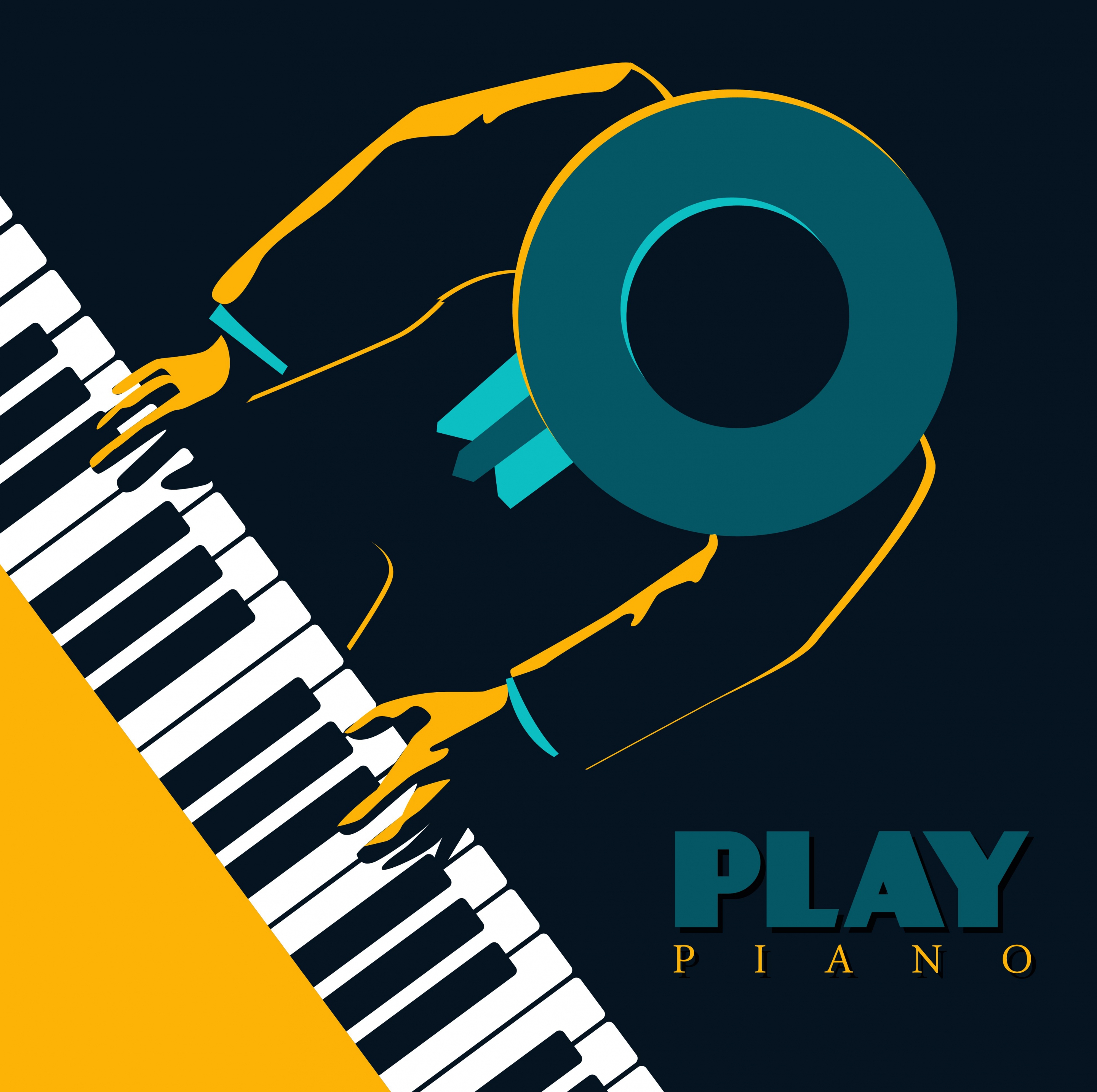 piano concert advertisement keyboard pianist icons dark design