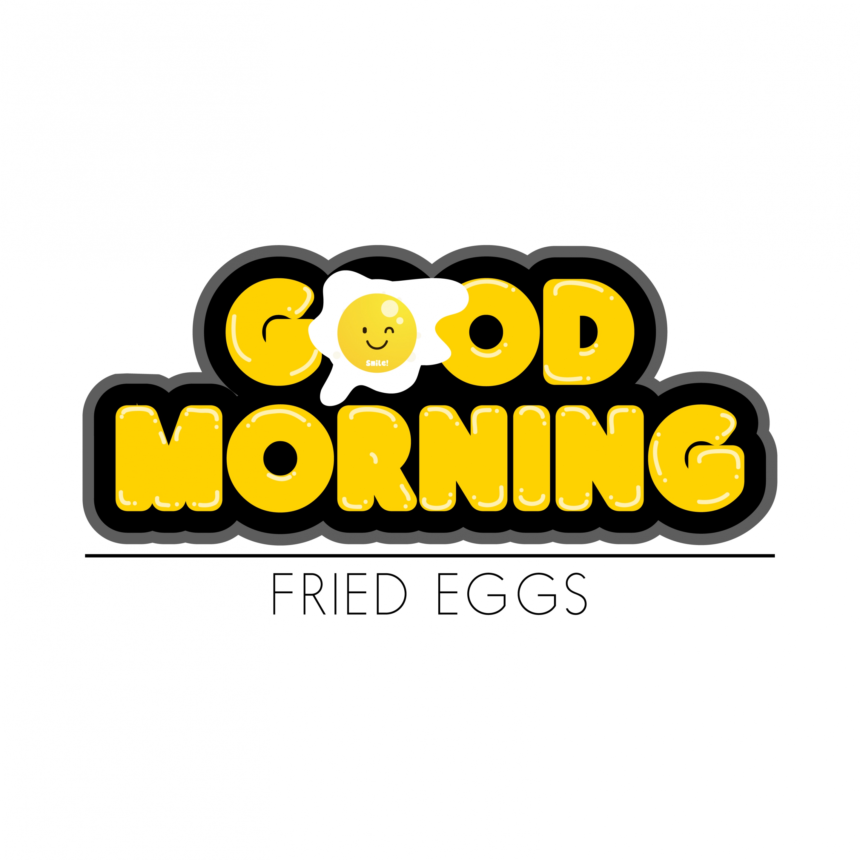 good morning background fried egg icon yellow texts