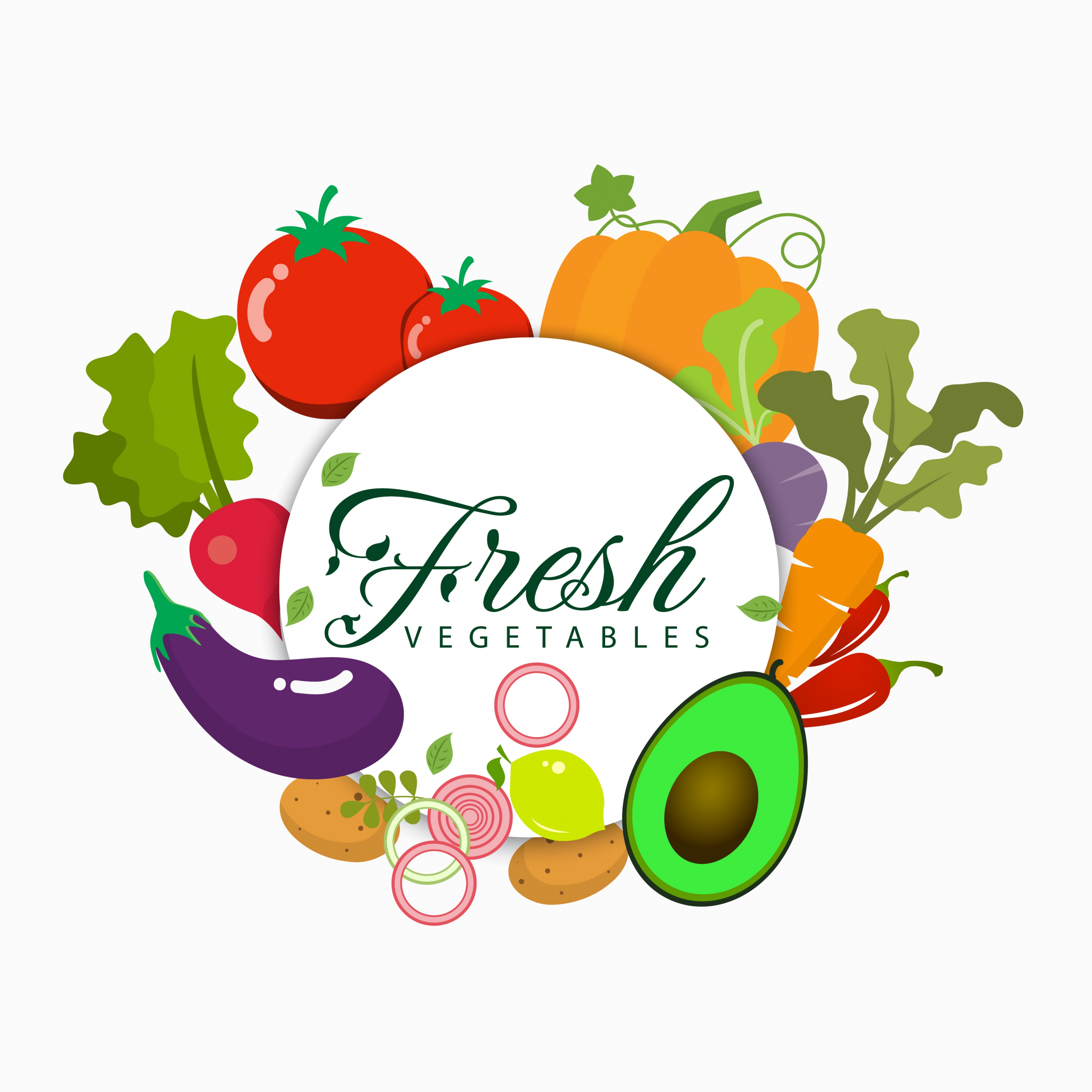 fresh vegetables advertising various colorful icons decoration