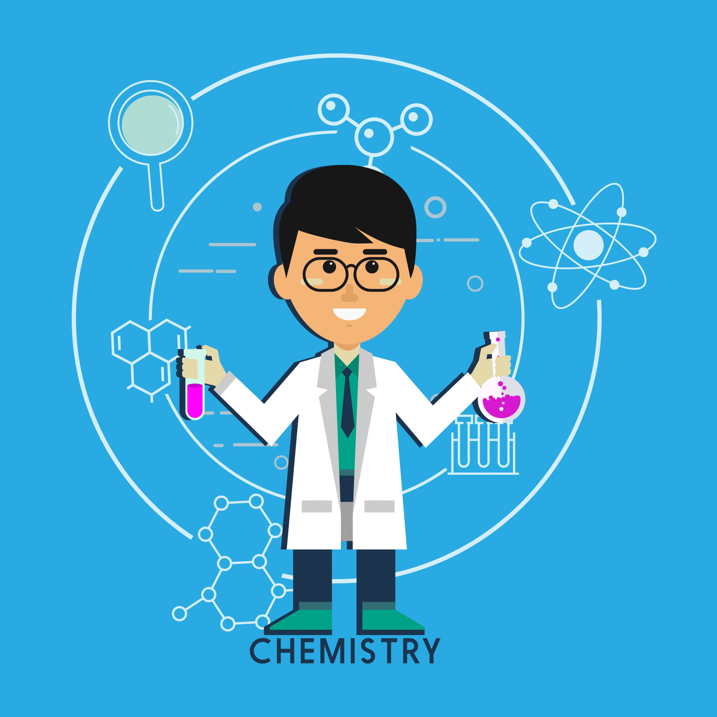 chemistry background scientist icon molecule symbols decor