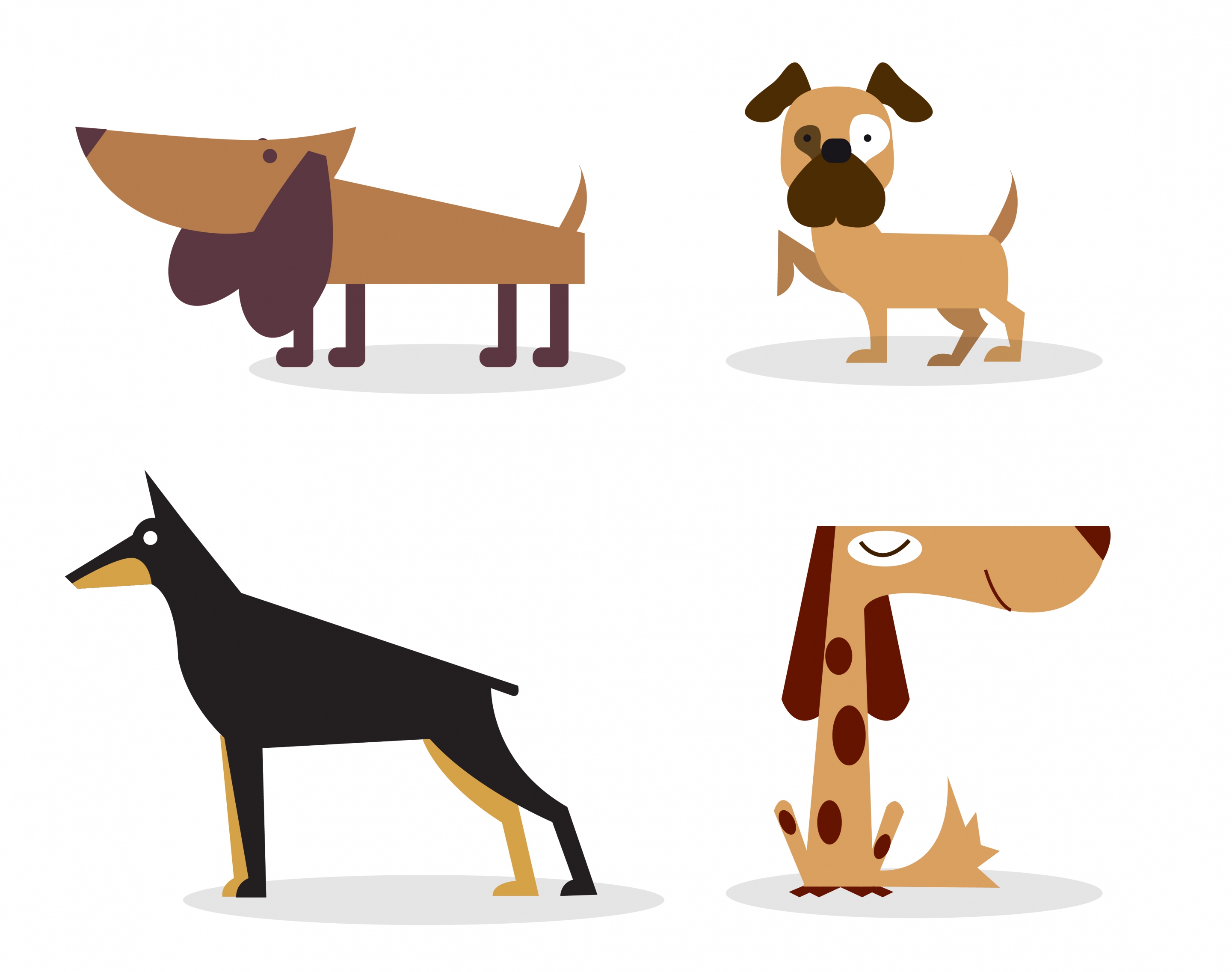 dog icons collection colored cartoon isolation