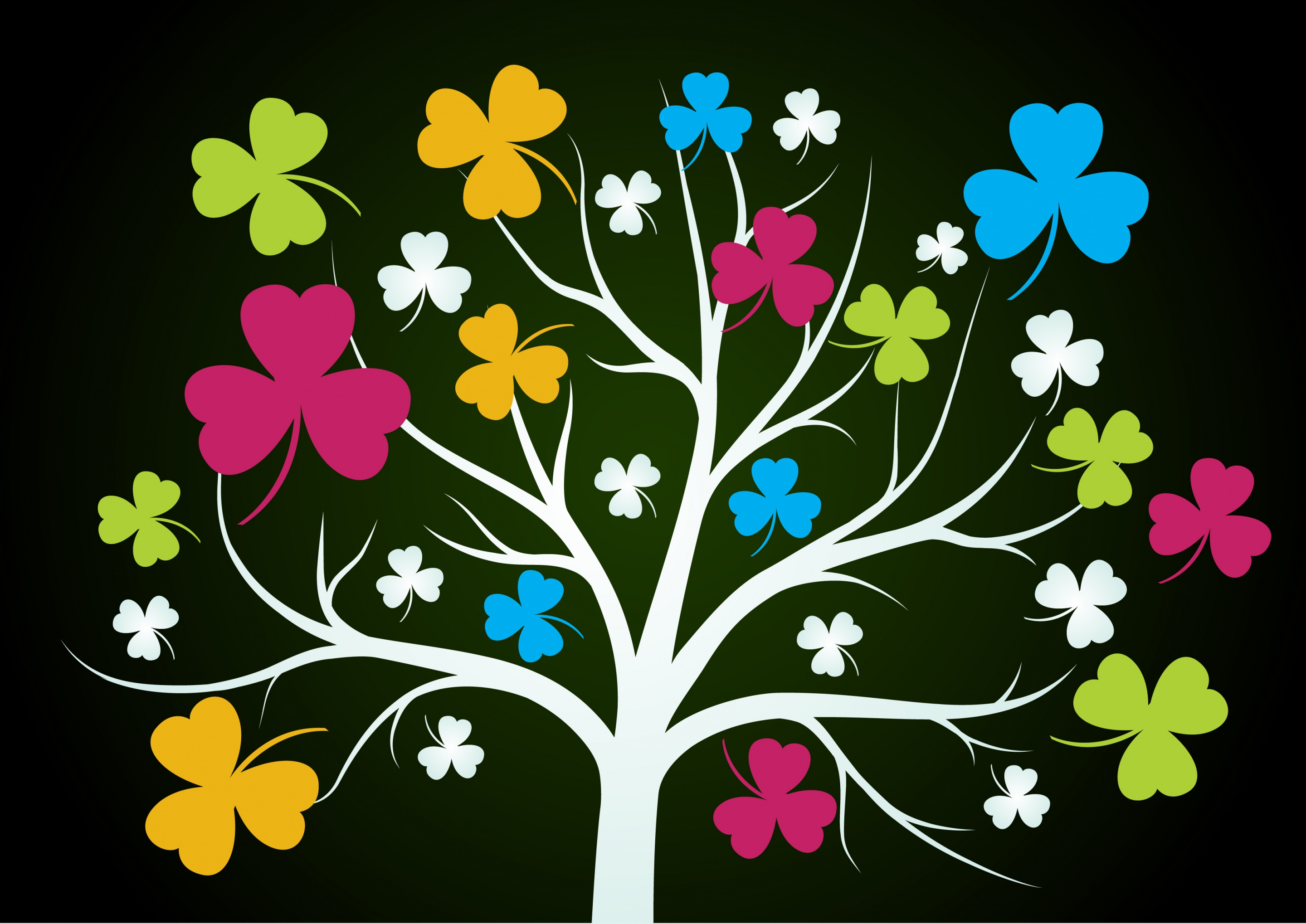 colorful leaves tree background flat outline