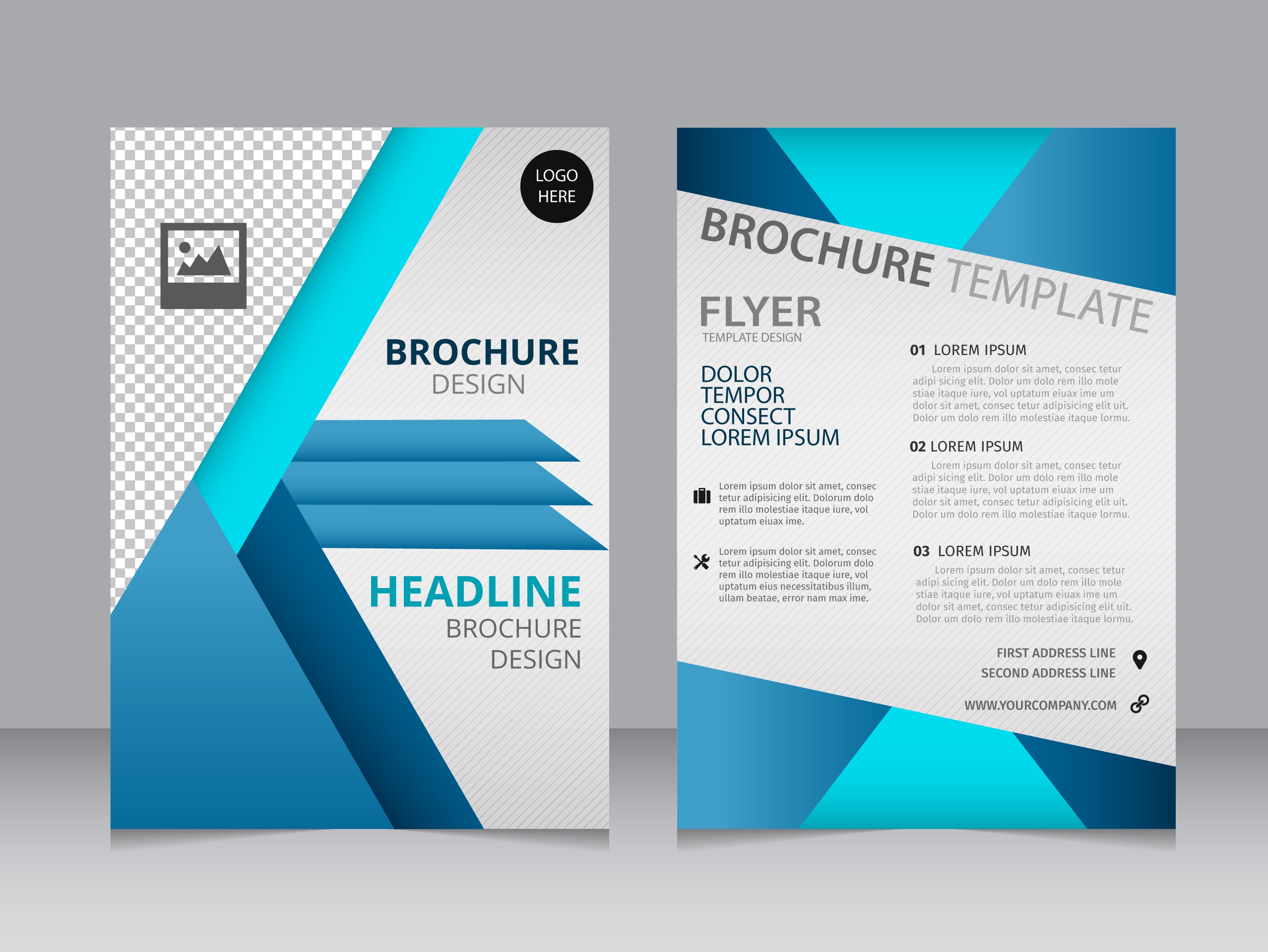 corporate brochure template modern checkered blue decoration