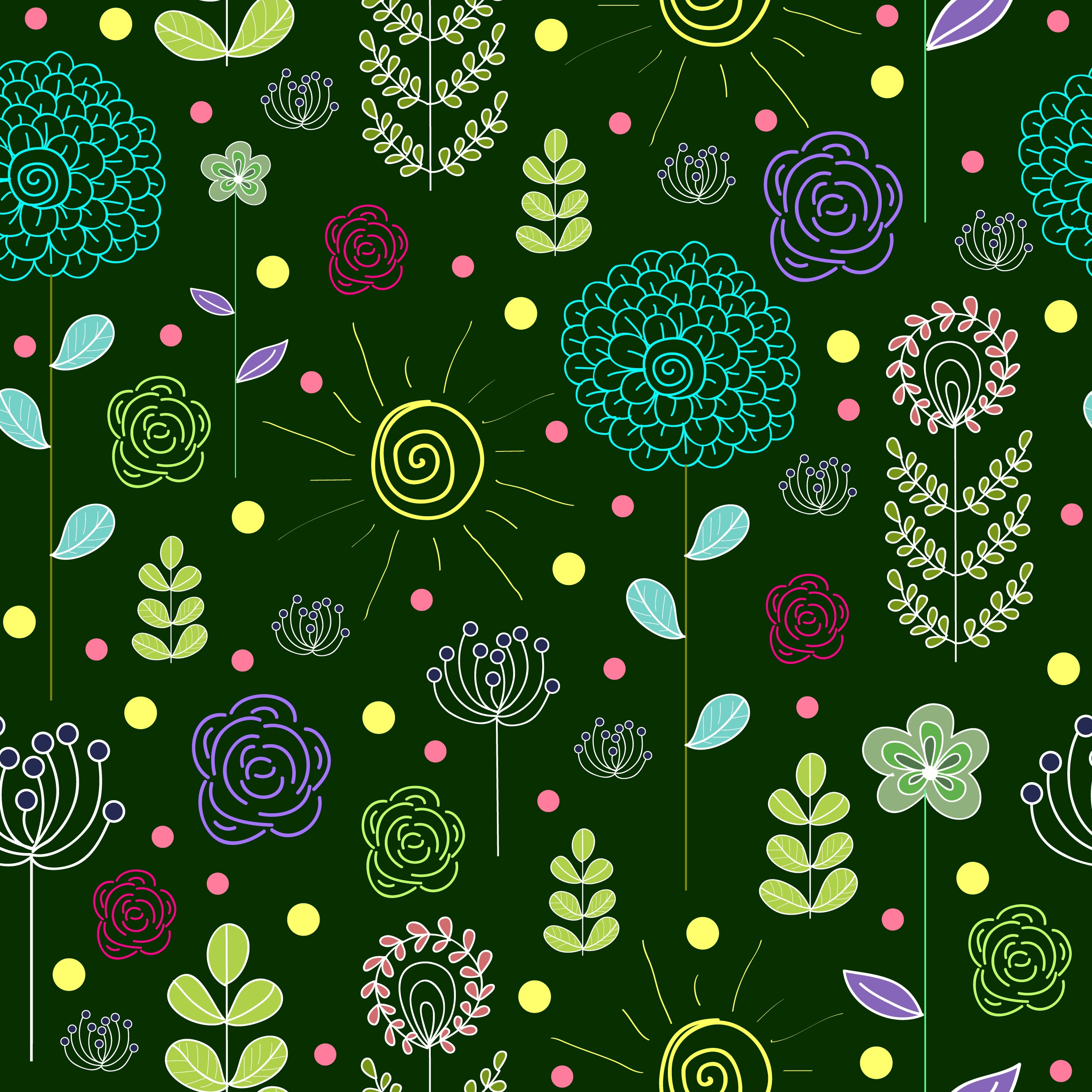 flowers pattern background colorful hand drawn decoration