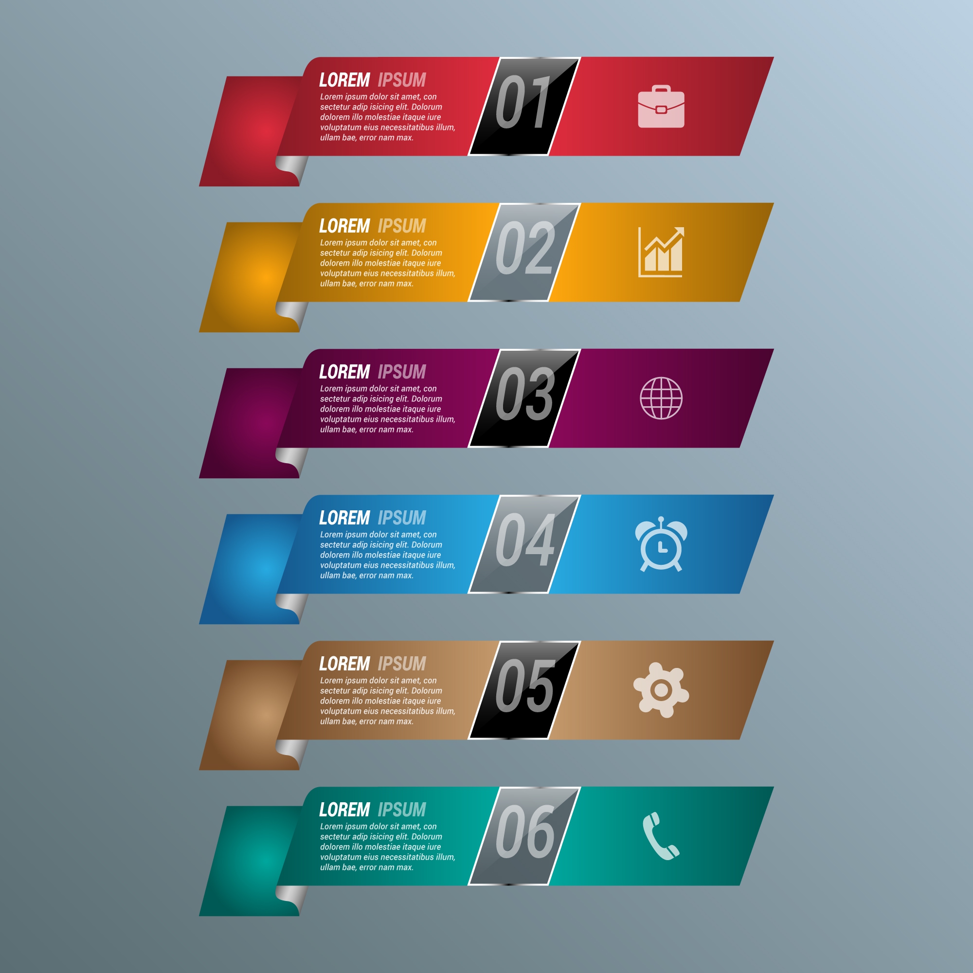 infographic template design colored curved ribbons decoration