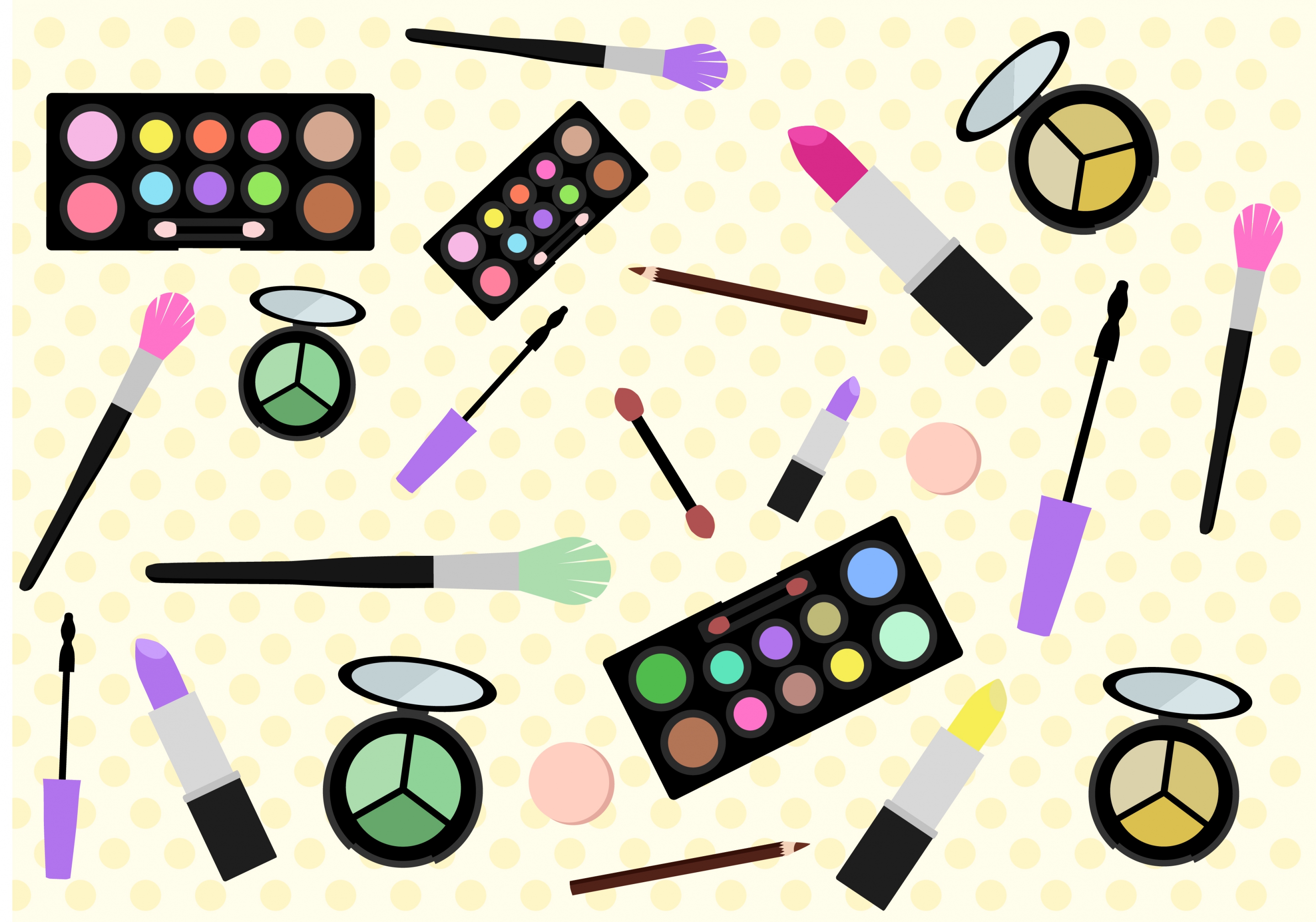 women make up tools design various colored icons