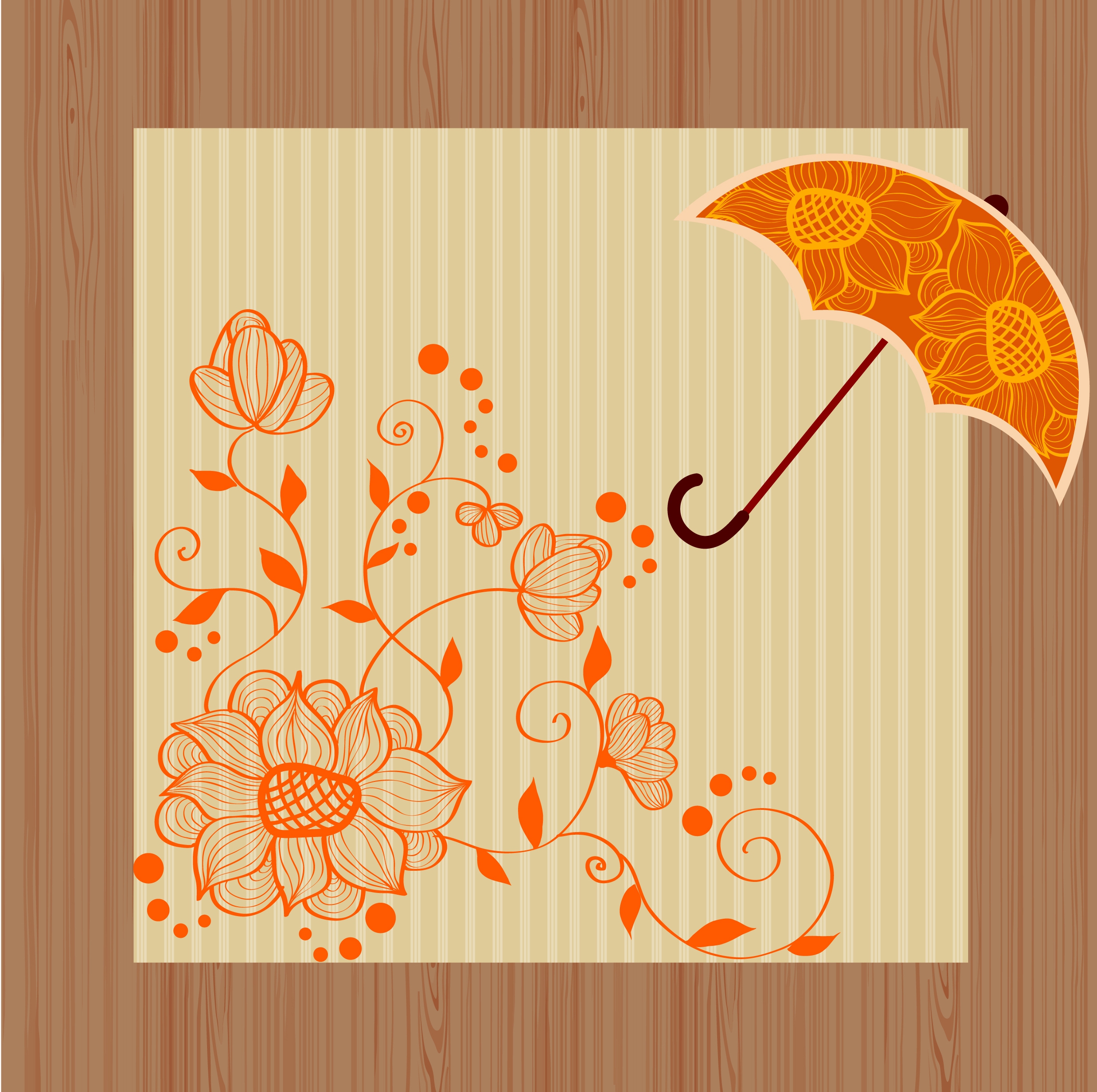 floral background design orange flowers pattern umbrella design