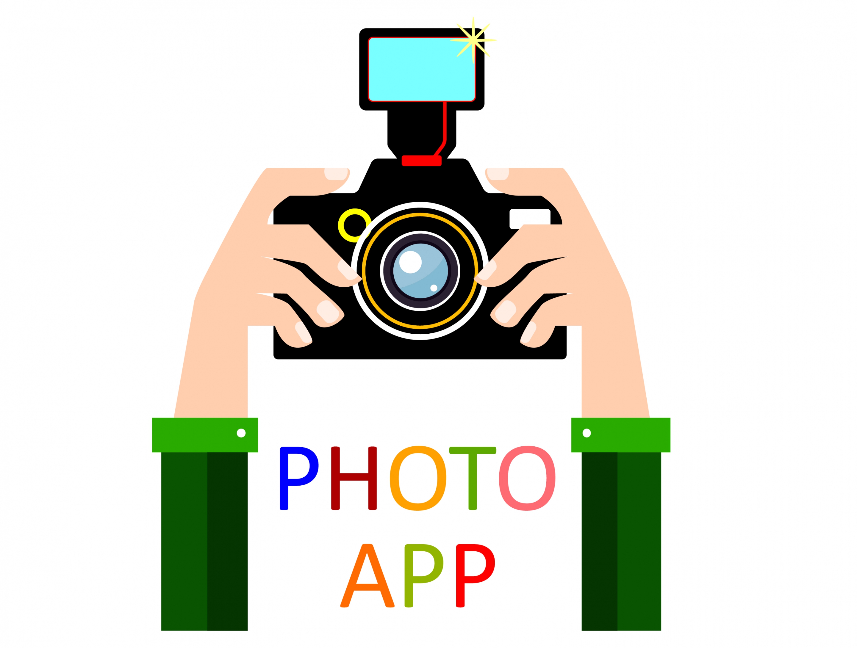 photo app concept design hand and camera illustration