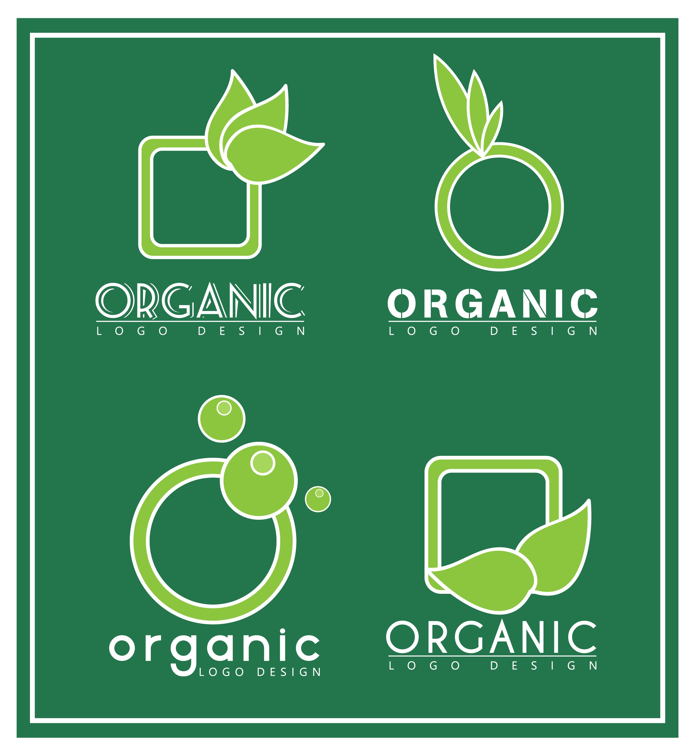 organic logo sets various shapes in green