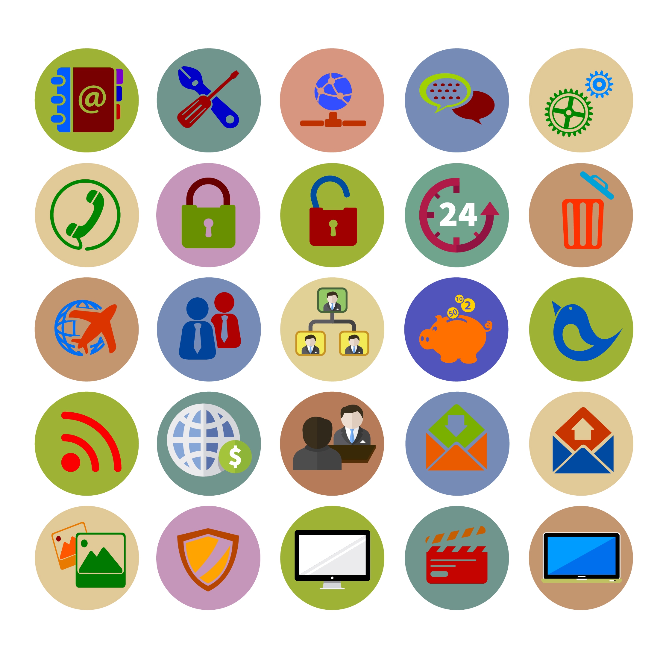 web icons design with various colored flat styles