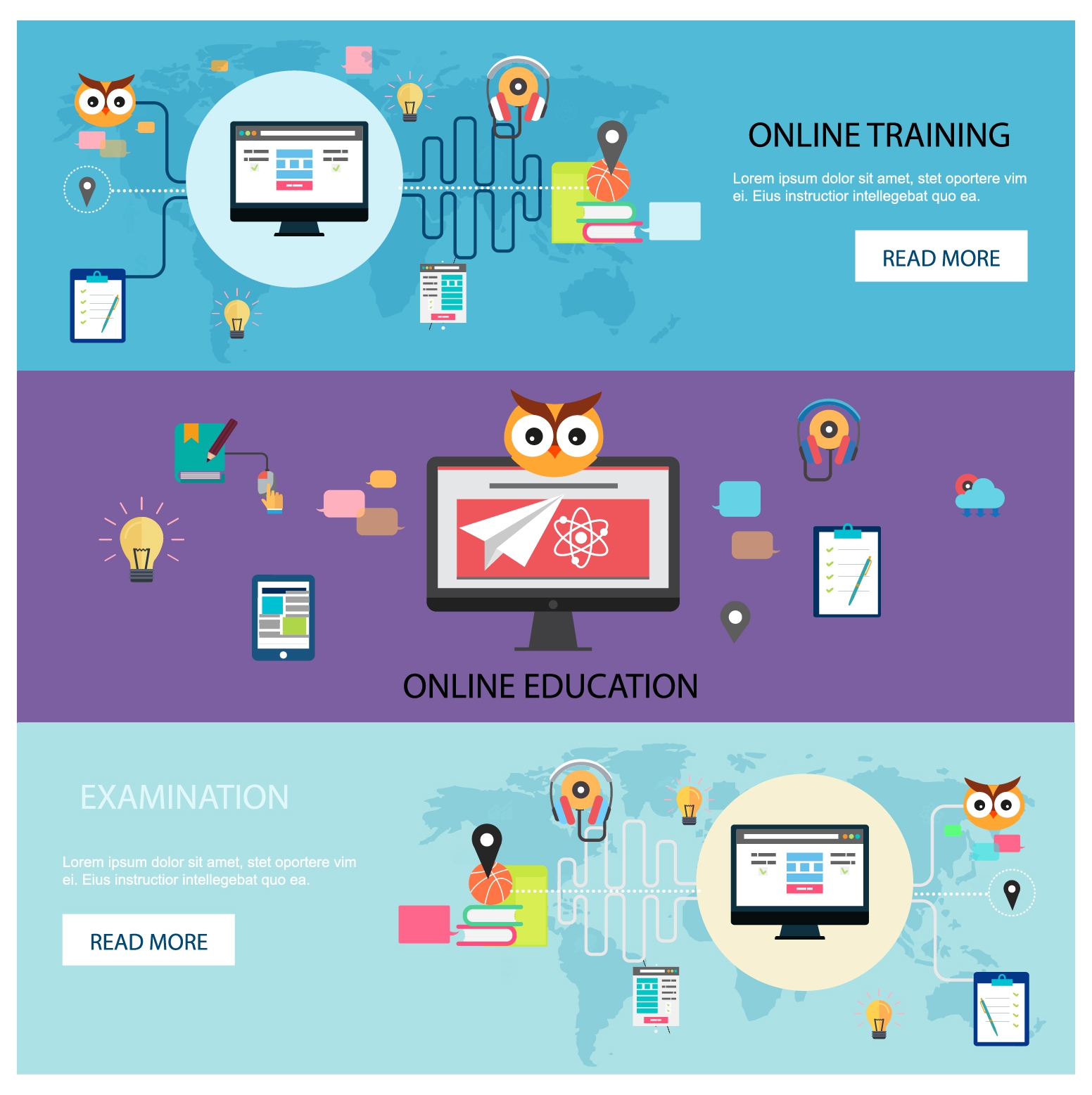 online training promotion web design in horizontal style