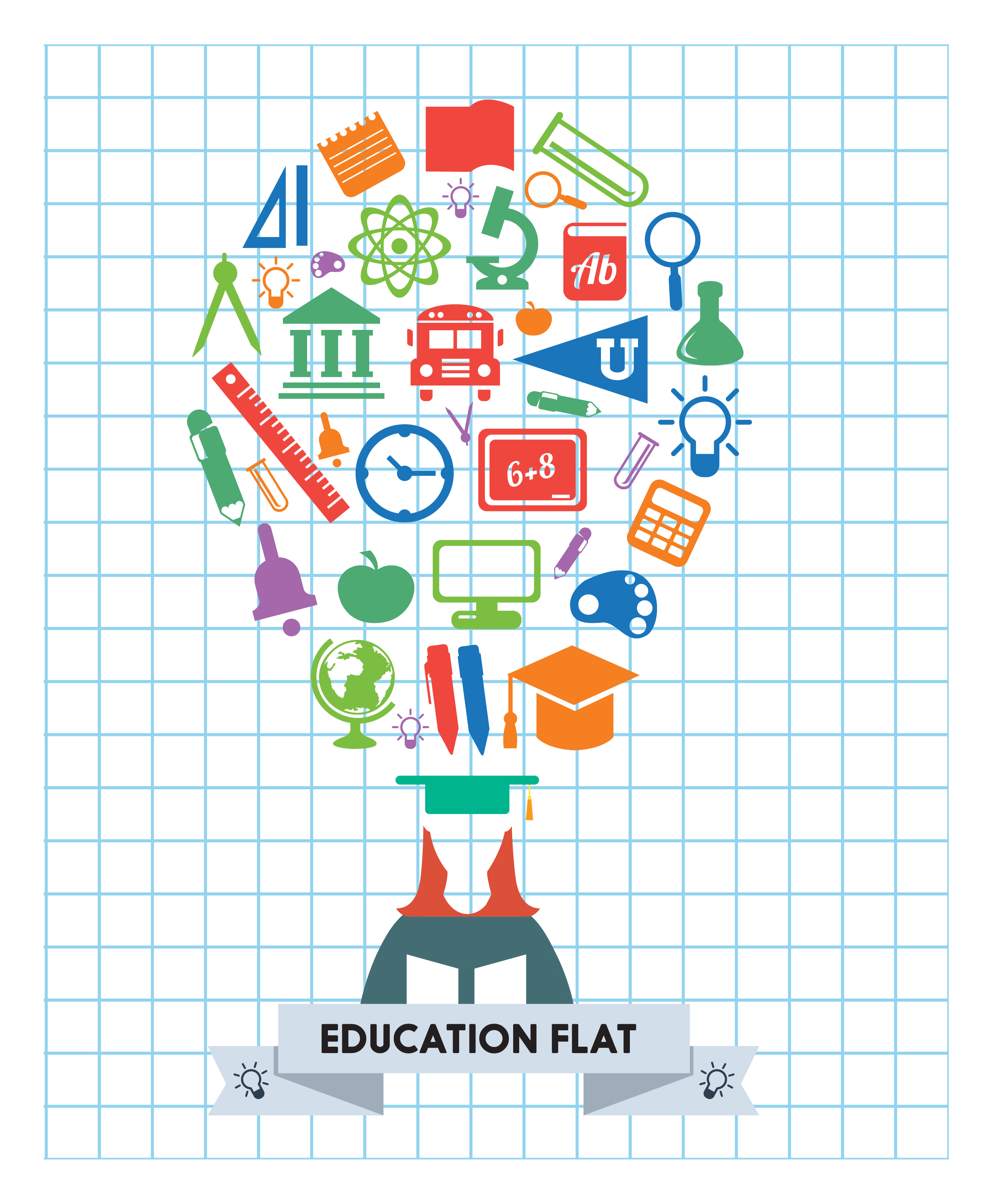 education concept illustration in lightbulb shape flat style